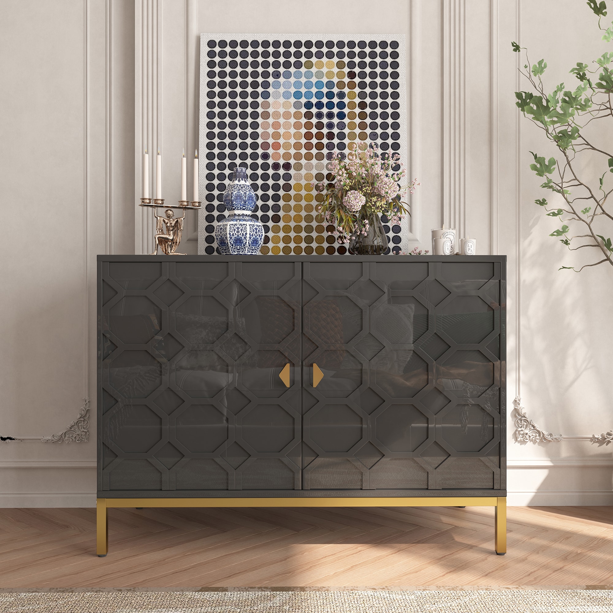 Clihome CL-005-BK-01 39.75-in W 2-Door Black Accent Cabinet