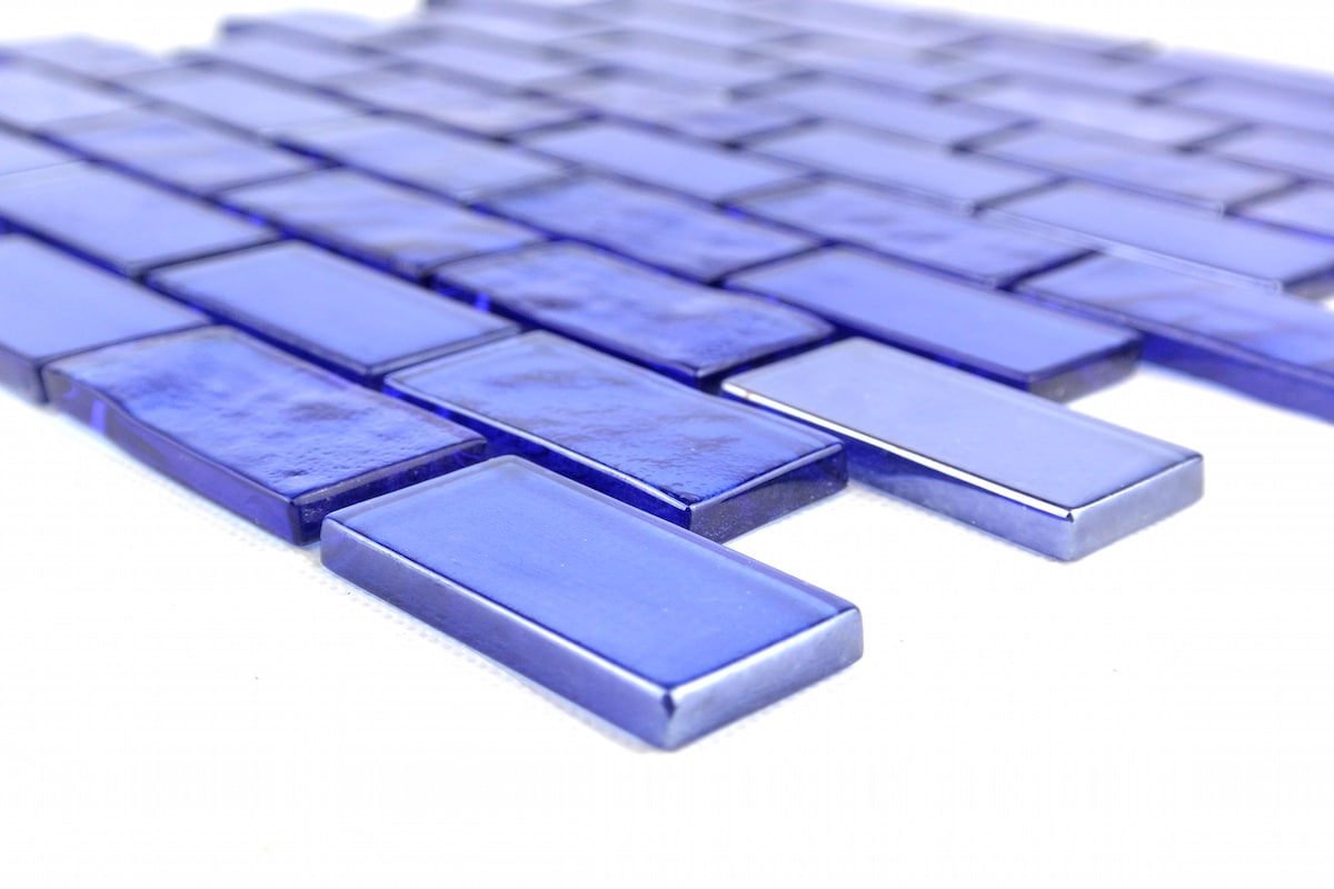 Mediterranean Blue Glossy Glass Mosaic Wall Tile