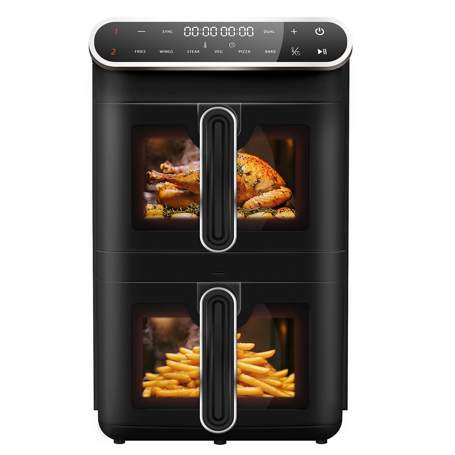 WHALL AF-A11  11L Dual Basket Air Fryer Independent Cook Visible Windows One Touch Smart Control Rapid Preheat