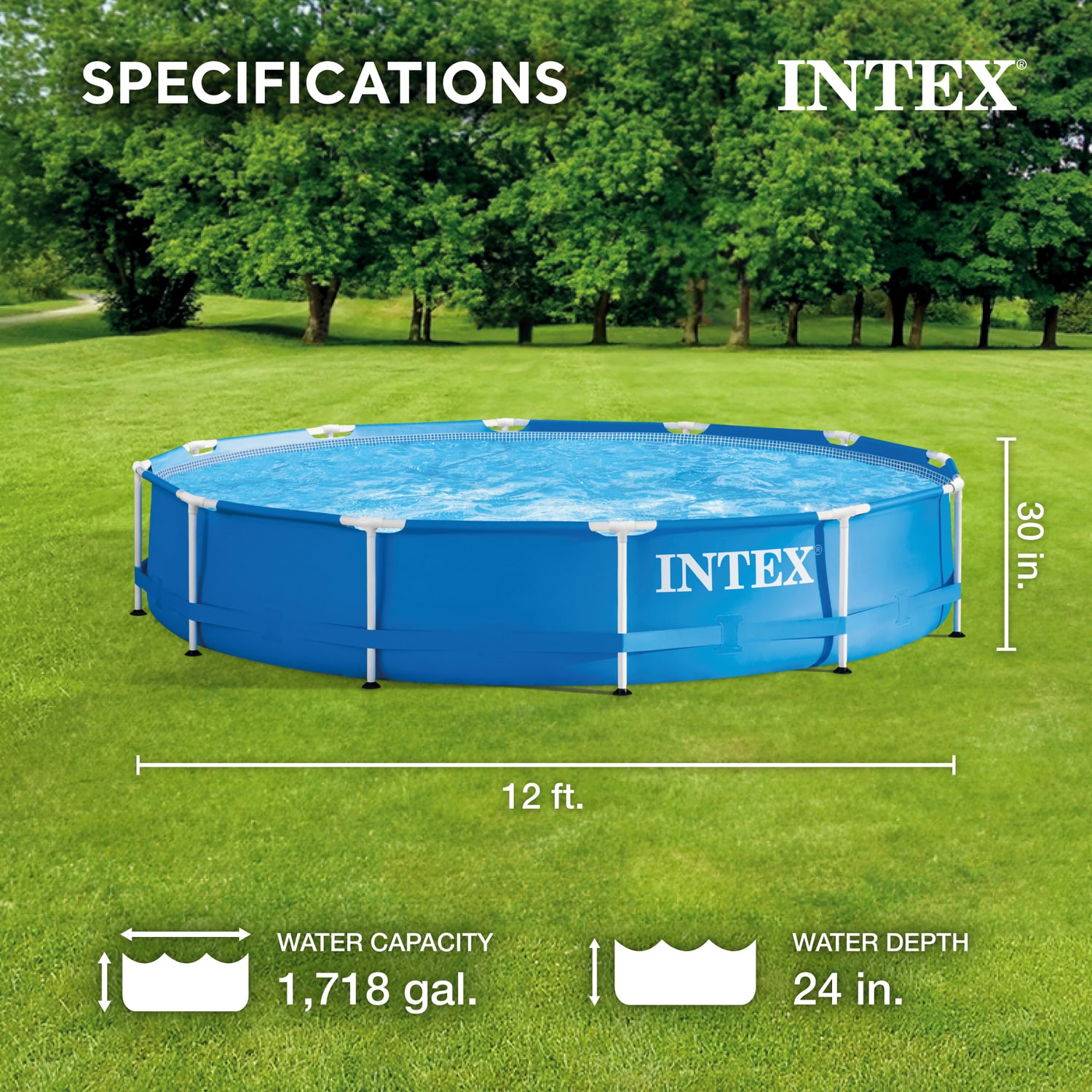 Intex Above Ground Pools 12-ft x 12-ft x 30-in Metal Frame Oval Above ...