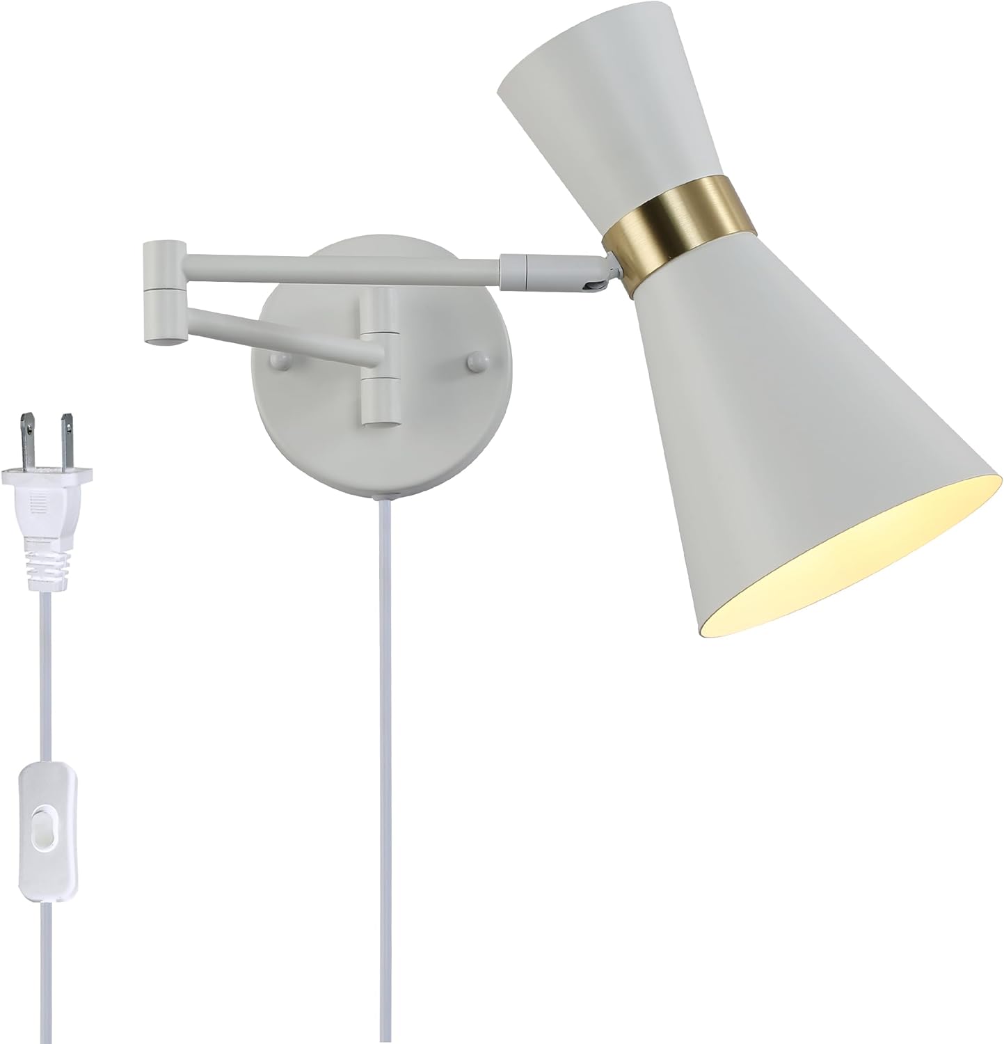 Zompoo ZP-LN3008-EU-BD swinglamp 5.3-in W 1 -Light White Wall Sconce