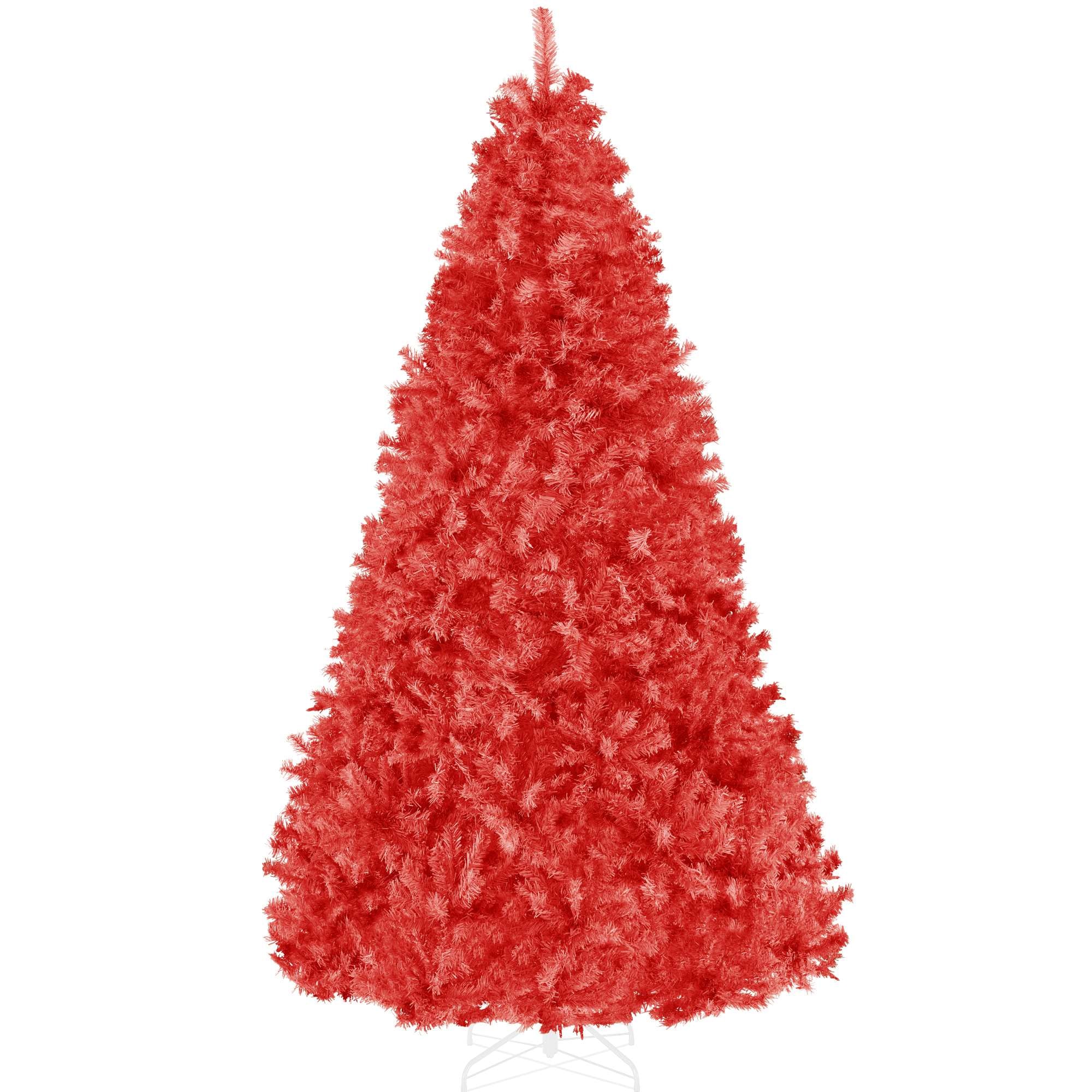 Best Choice Products SKY10642 Artificial Christmas Tree Premium Unlit Pine Design Dense Branches  w/Easy Assembly - Red