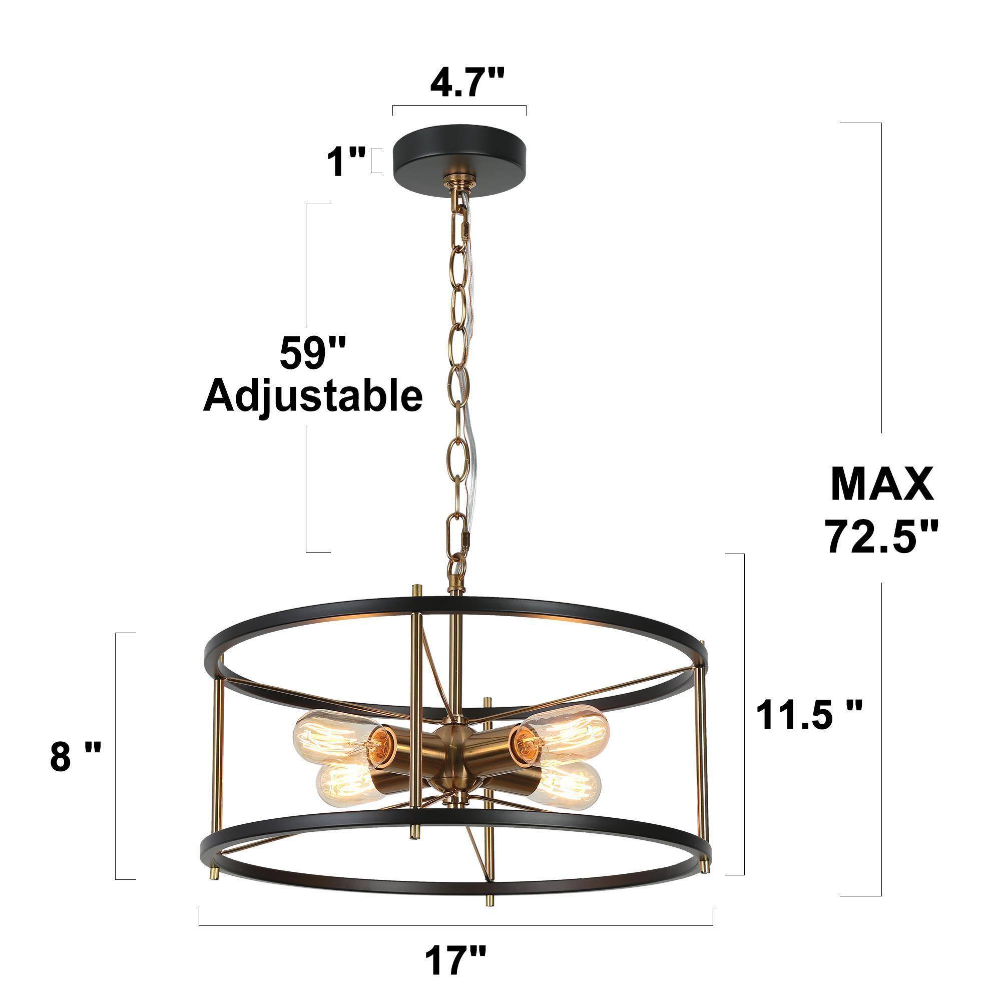 ZEVNI Gayle 4-Light Multiple Finishes Black Industrial LED Dry rated ...