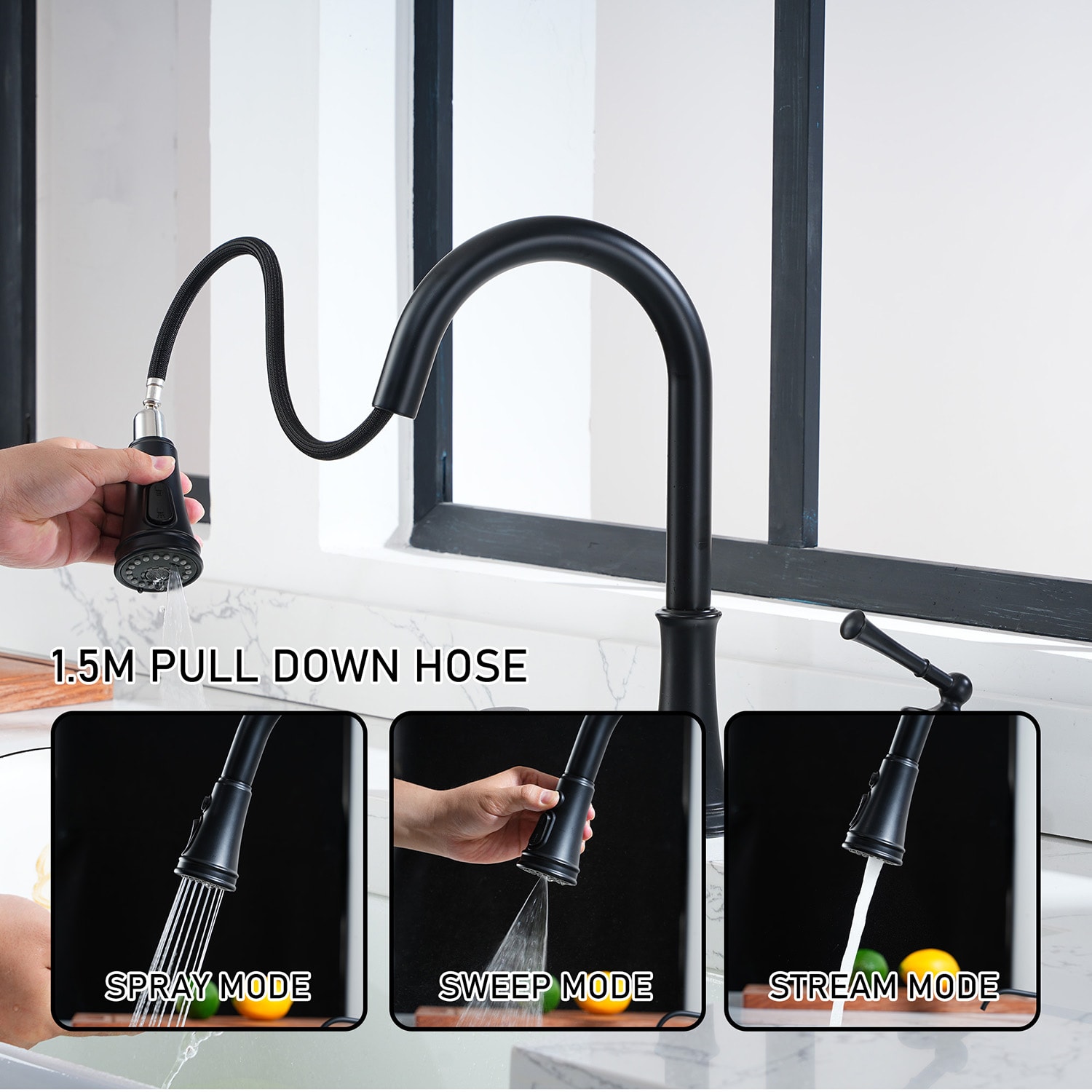 Mondawe MD-D95-MB Kitchen-Faucets - View #2