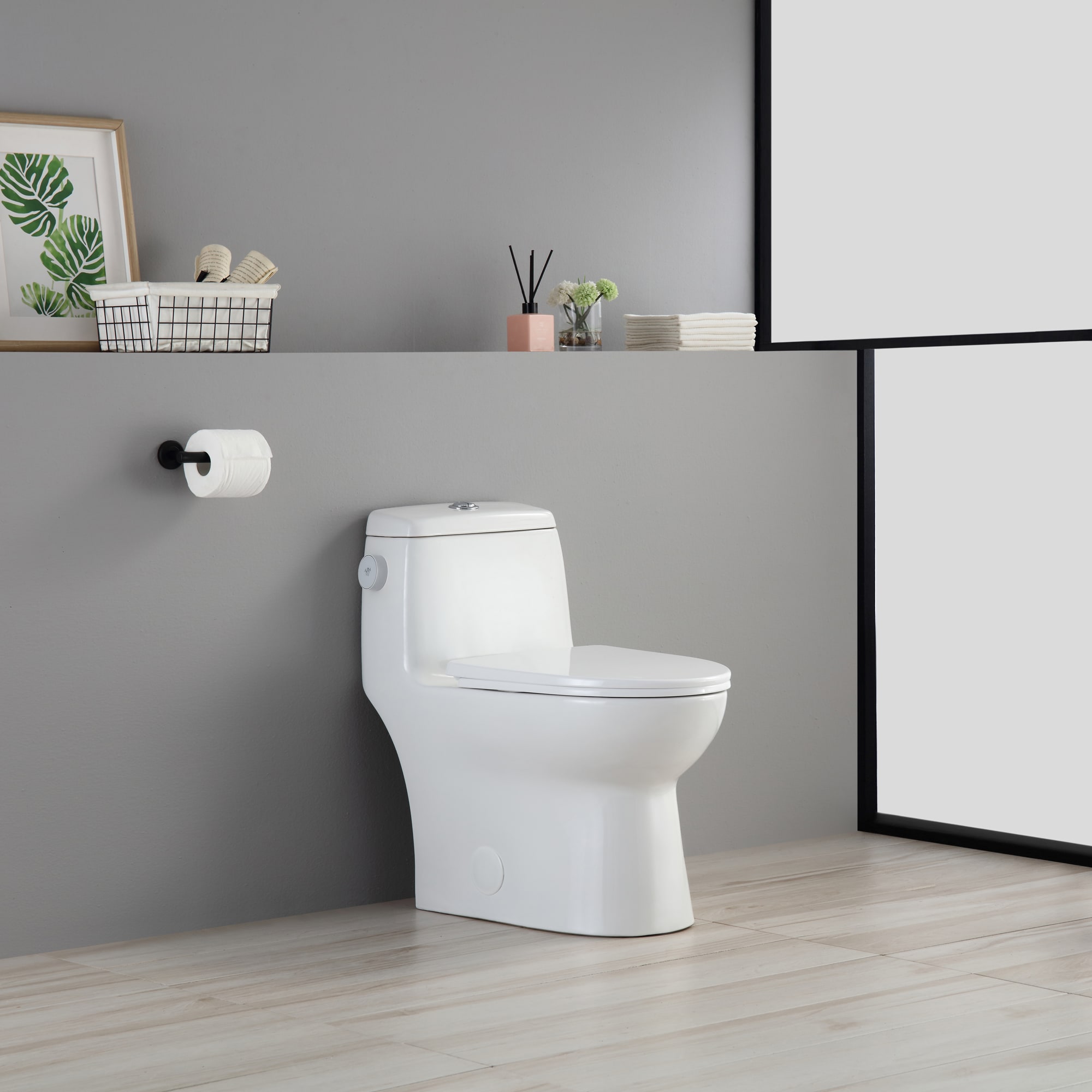 White High Efficiency Dual Flush One-Piece Elongated Toilet