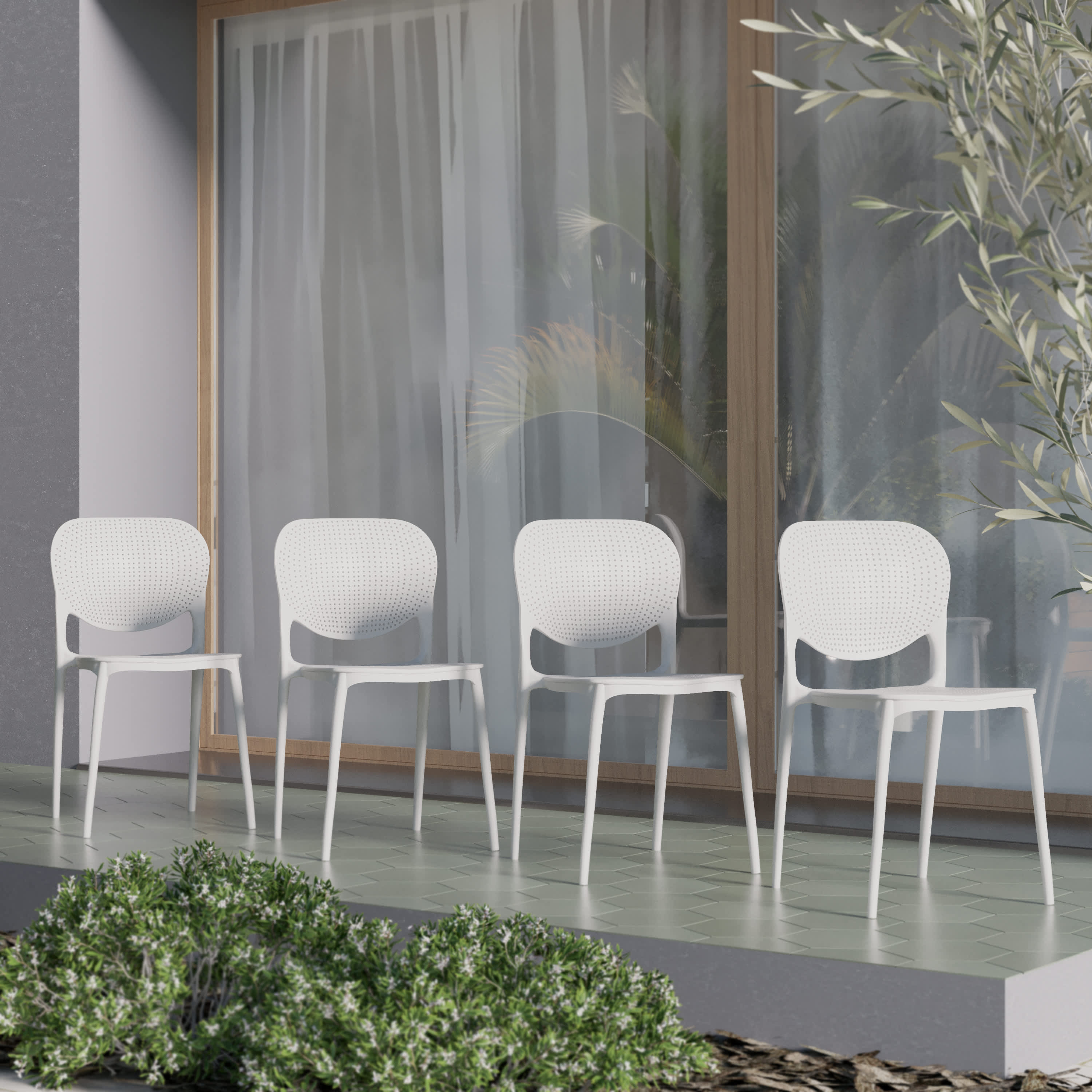 Amazonia CALRECTWHT-6ISA WHT Patio-Dining-Sets - View #5