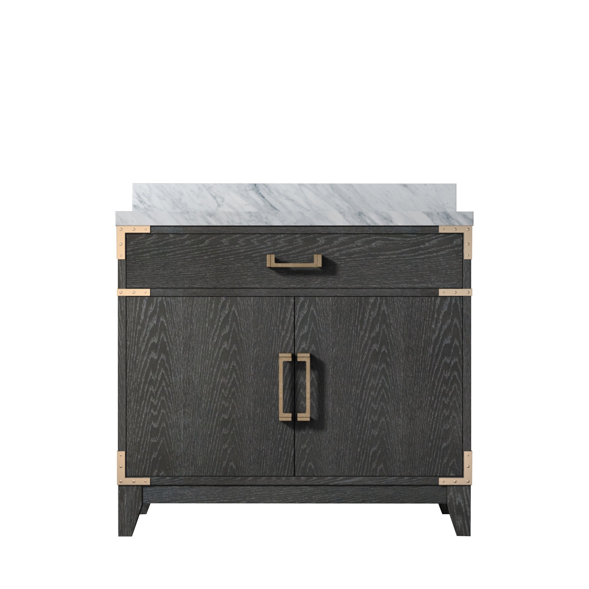 Lexora LVW36SJ100 Wilton 36-in Black Oak Undermount Single Sink Bathroom Vanity with White Carrara Marble Top