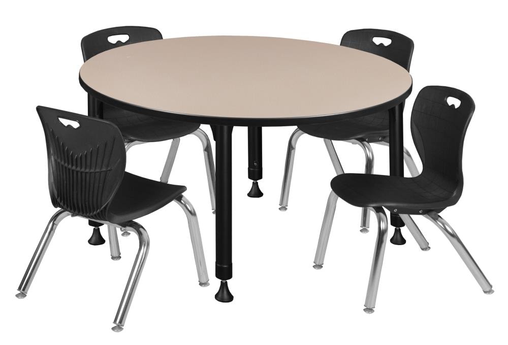 Regency TB48RNDBEAPBK45BK Classroom Tables Off-White 4-Person Training Table (48-in W x 34-in H)