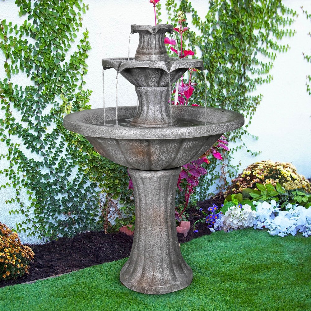 Watnature 41.7-in H Concrete Water Tiered Outdoor Fountain with ...