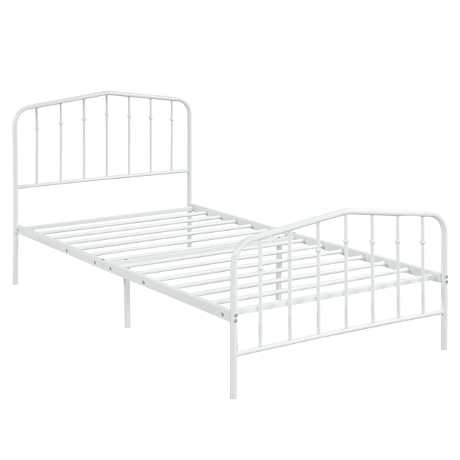 Pouuin White Twin Metal Bed Frame, Full Size Bed Frame White