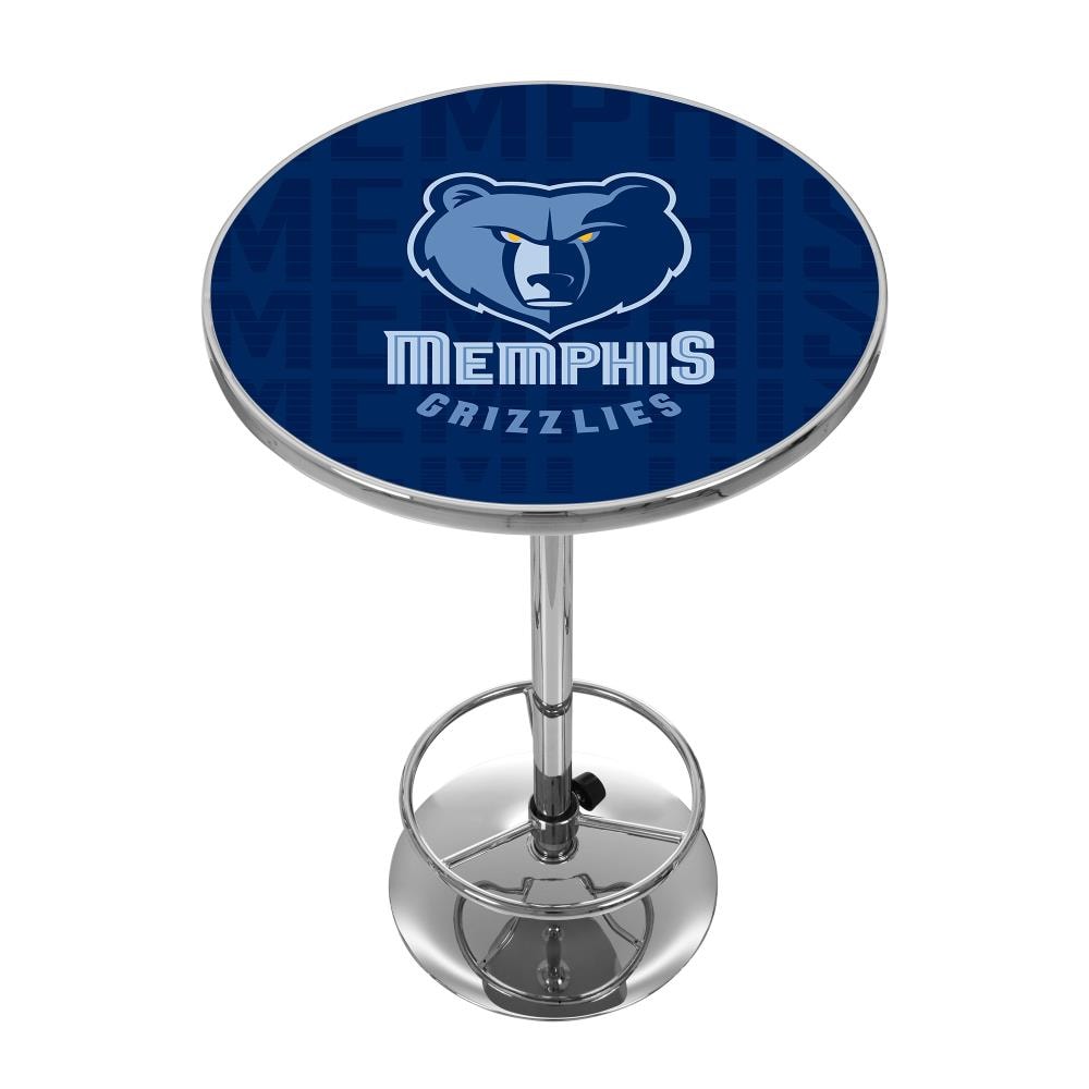 Trademark Gameroom NBA2000-MG3 Memphis Grizzlies Pub Tables Chrome Round Traditional Bar Table, Composite with Metal Pedestal Base 27.375-in L x 42-in H