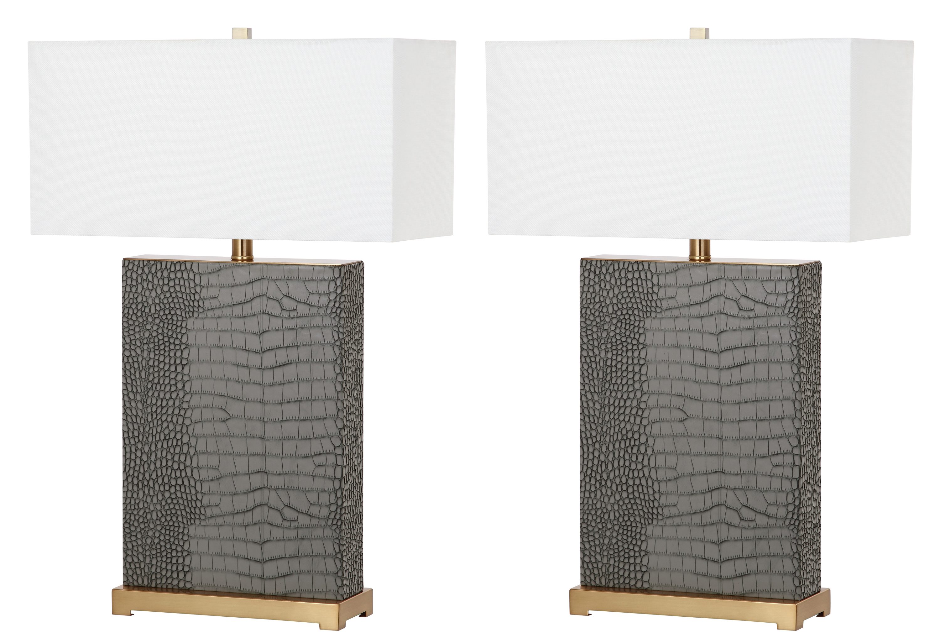 Safavieh LIT4402A-SET2 Joyce Modern/contemporary Medium base (E-26) Lamp Set with Off-white Shades