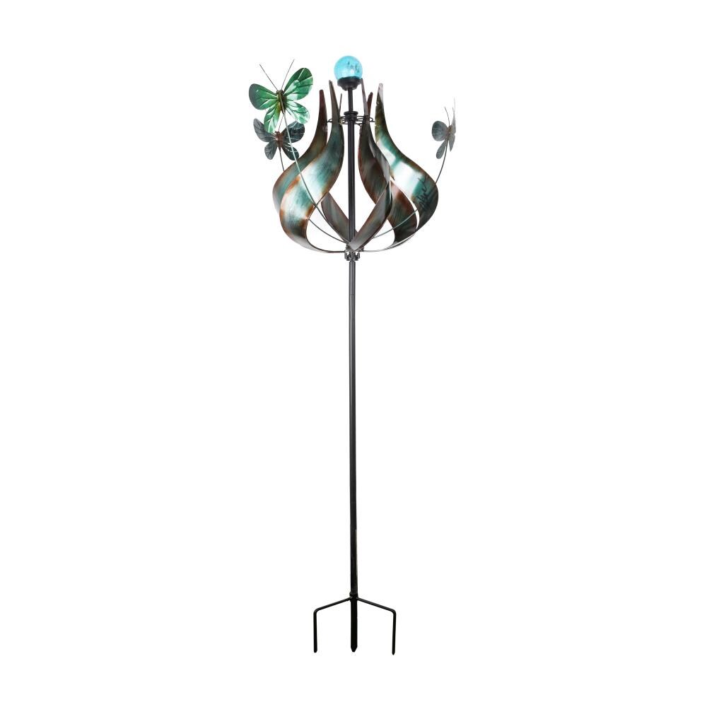 Teamson Teamson Home- Outdoor Tulip Kinetic Solar Light Windmill- Teal ...