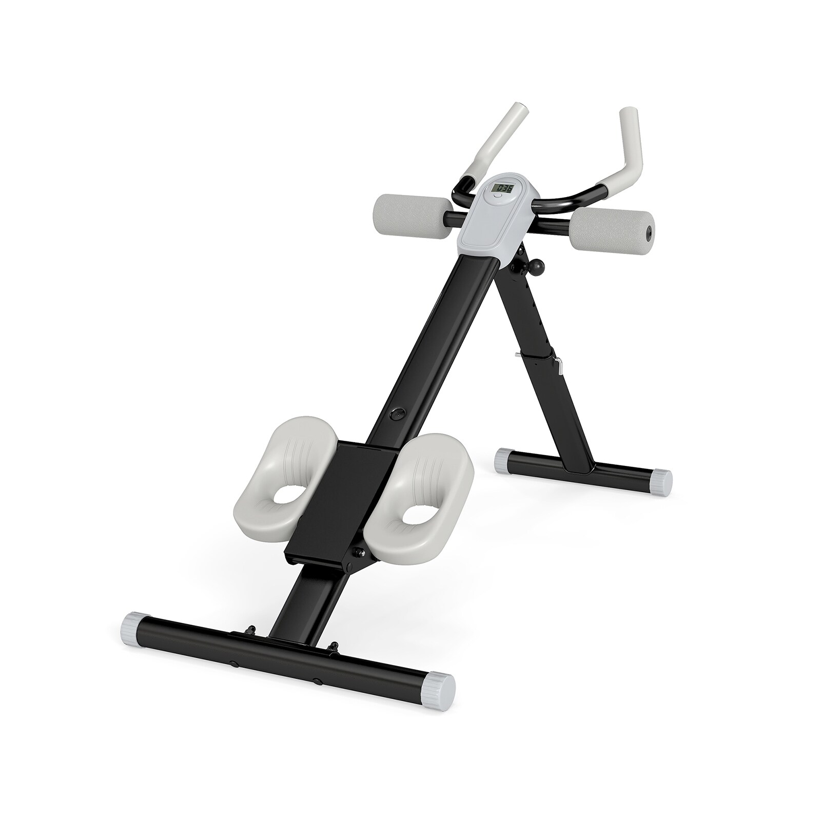 Slickblue Adjustable Black/White Ab Workout Machine with LCD Disply 5 Height Levels and 2 Inclines for Home Gym or Apartment