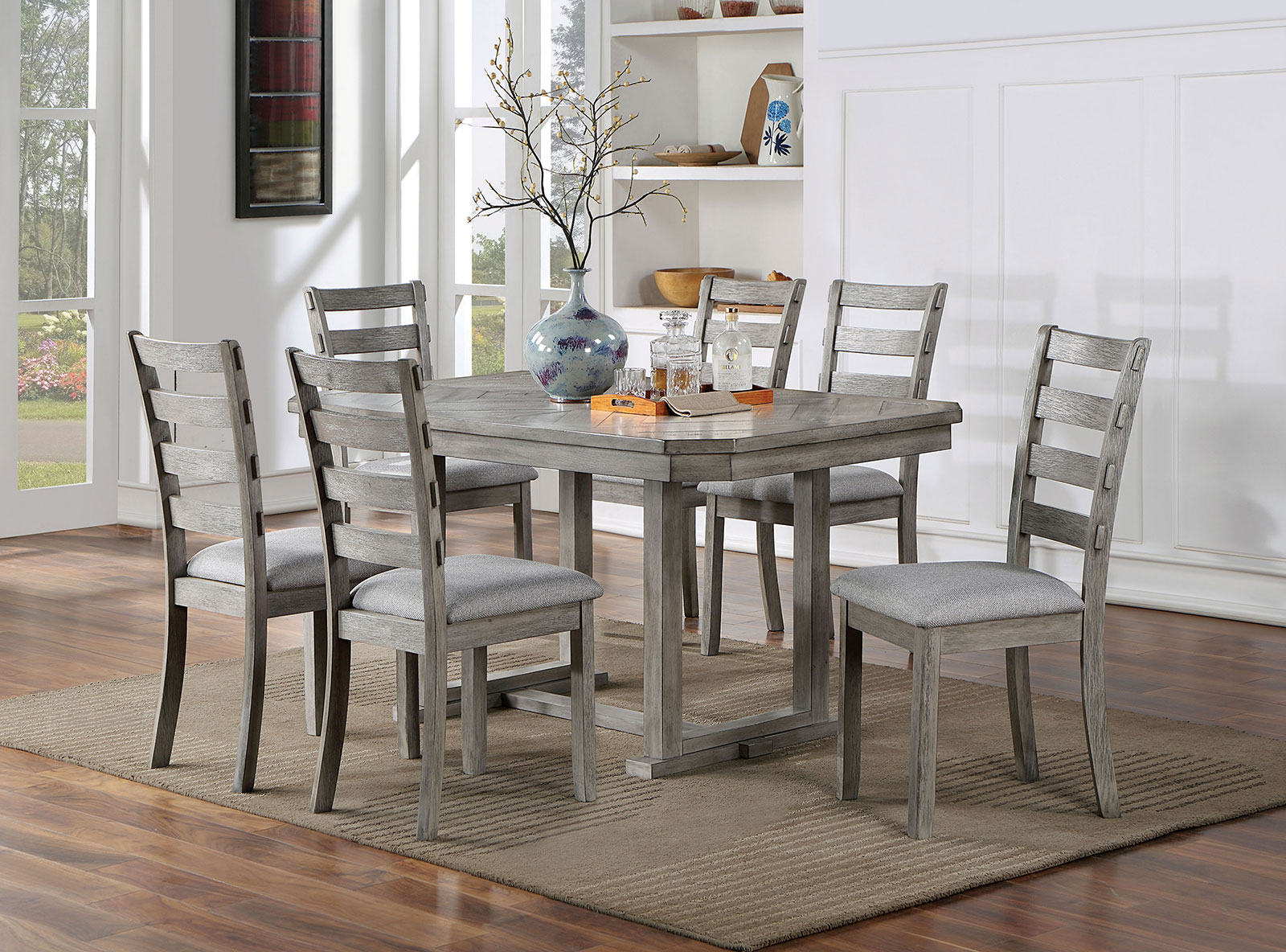Siavonce XH01473 Gray Contemporary/Modern Dining Room Set with Rectangular Table ( Seats 6 )