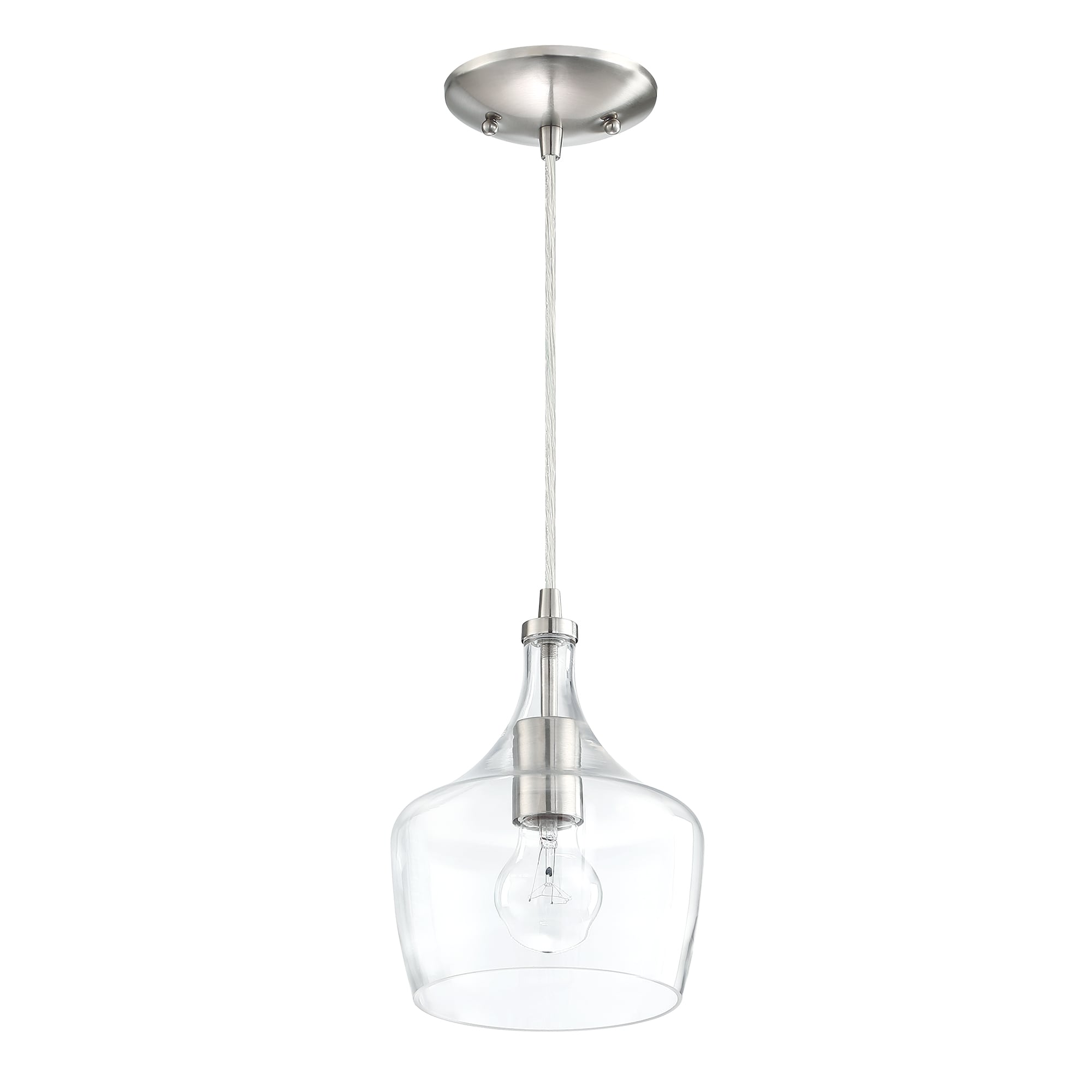 Hukoro JP122-BN Brushed Nickel Modern/contemporary Clear glass Cylinder Mini Hanging Pendant light