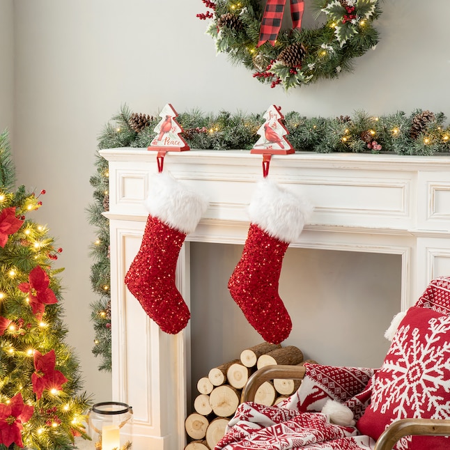 Holiday Living Red Polyester Stocking Holiday Living Red Polyester Stocking
