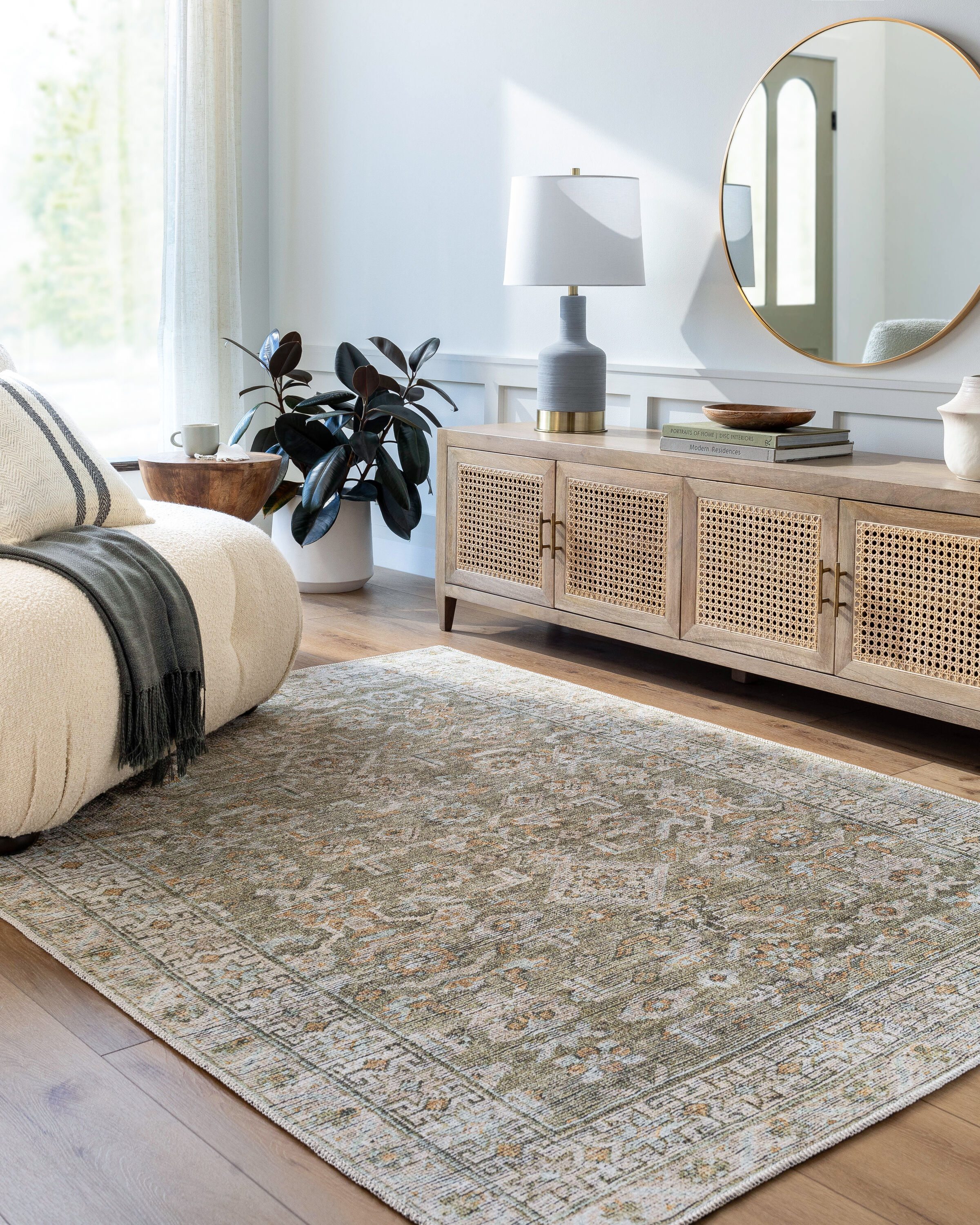 Livabliss BODA2301-679 Becki Owens Darling 7 x 9 (ft) Polyester Sterling Grey Rectangular Indoor Medallion Oriental Machine washable Area rug