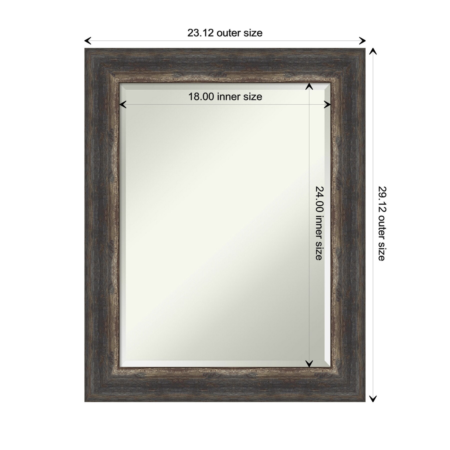Bronze and Wood Rustic Full Length Rectangular Wall Mirror