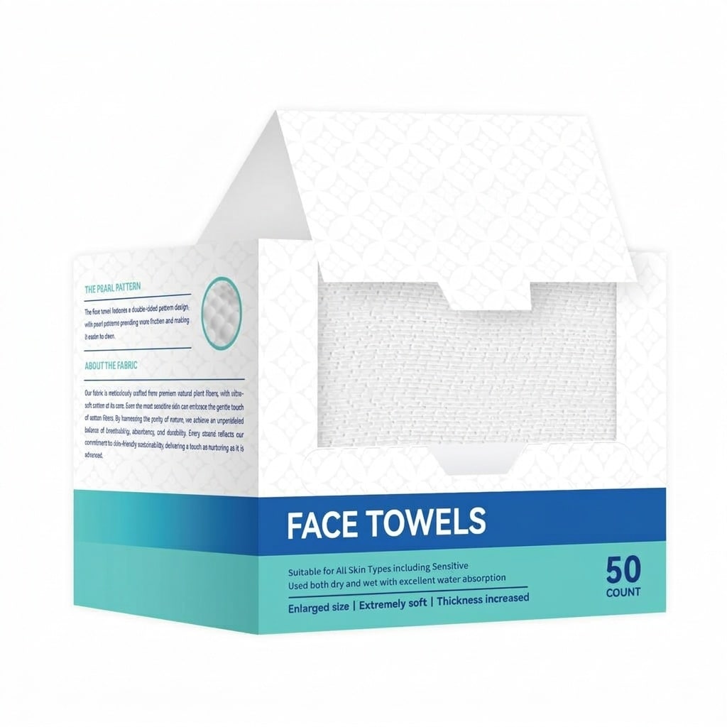 Misopily  Disposable Face Towels XL Ultra Thick Lint Free Facial Wipes for Makeup Removal Gentle Skin Care Pearl Texture 50 pack 10 x 12 Soft