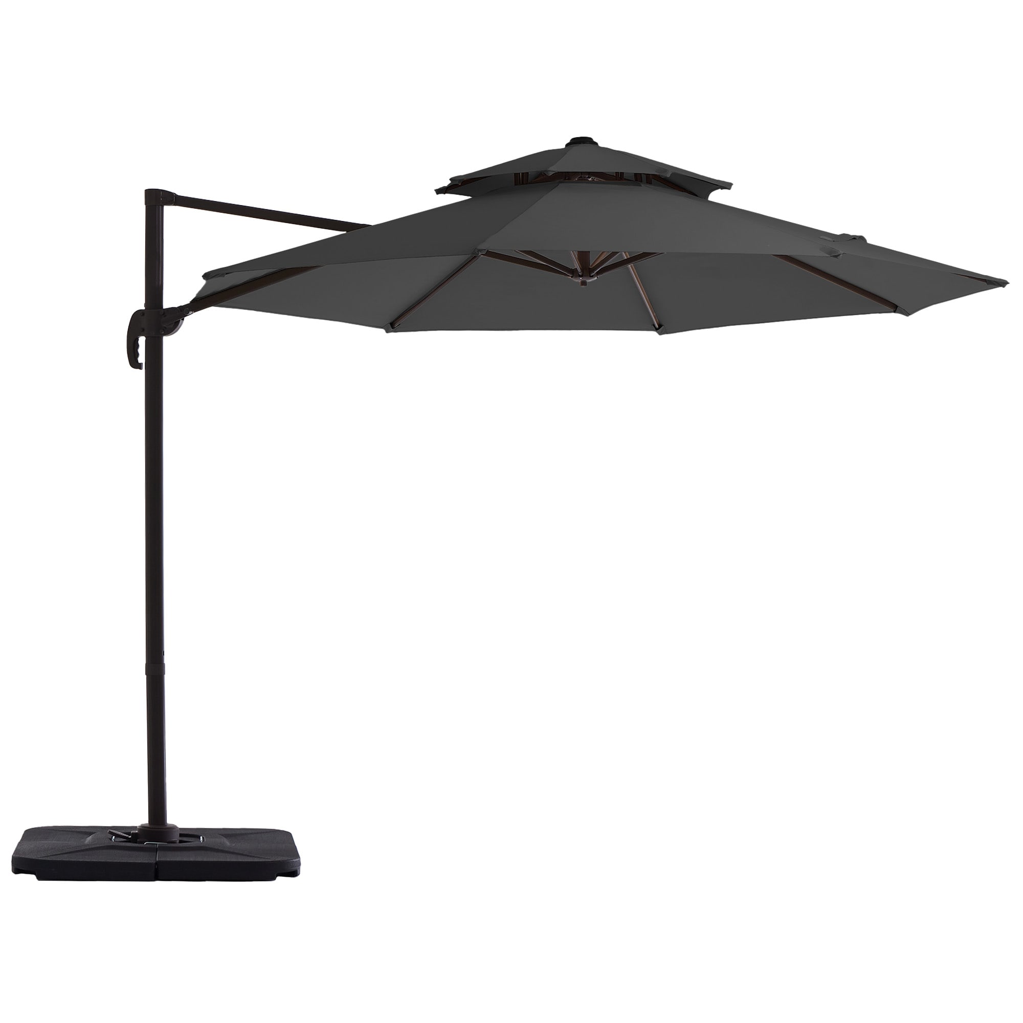 JEAREY XNECW-3S-WT 13-ft Aluminum Gray Crank Cantilever Patio Umbrella with Base