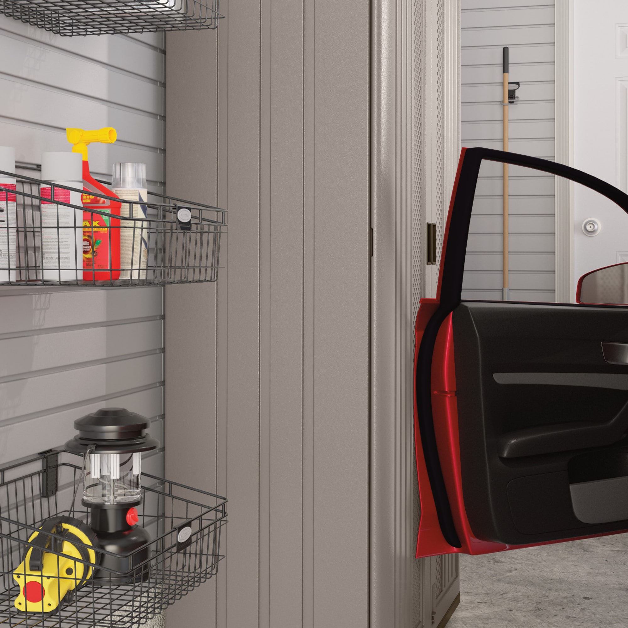 Mega Tall Gray Resin Freestanding Garage Cabinet with Adjustable Shelving