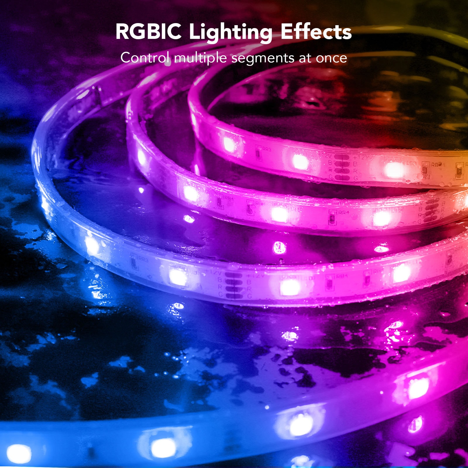 Govee 32.8ft Outdoor LED RGBIC Strip Lights - Color Changing, Dimmable, Wi- Fi & Bluetooth Enabled, IP65 Waterproof, ETL Listed in the Strip Lights  department at