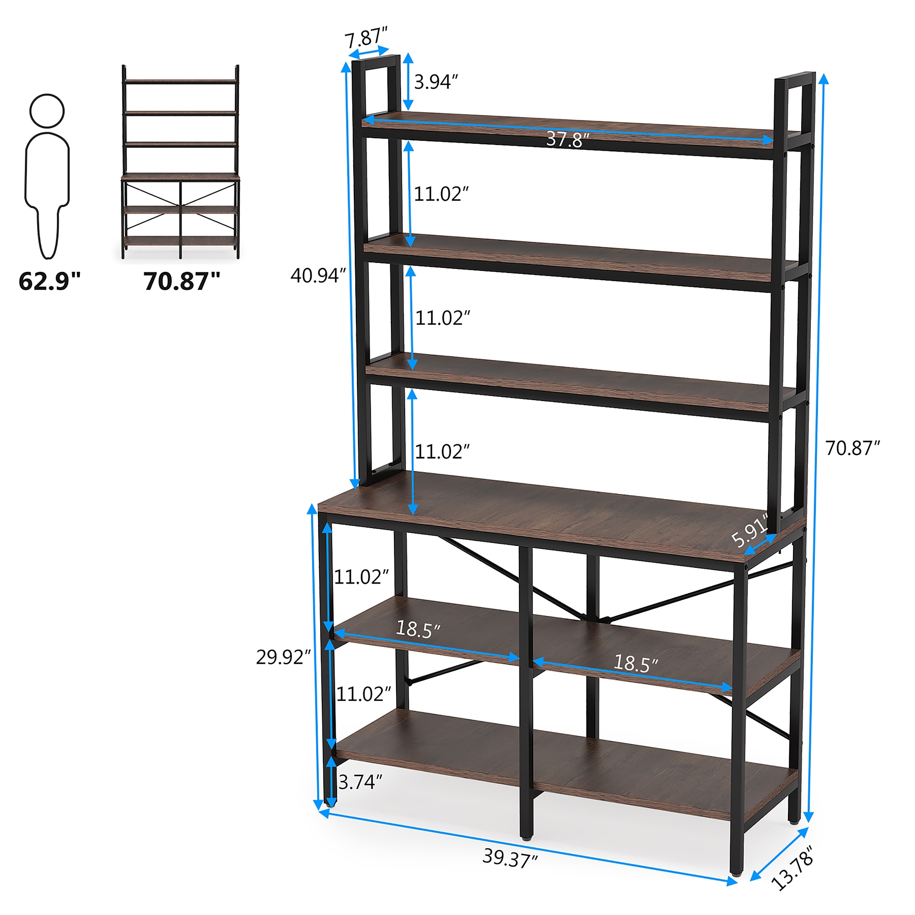 Tribesigns 6-Tier Bookshelf,Industrial Bookcase with Open Shelf,6 Shelf ...