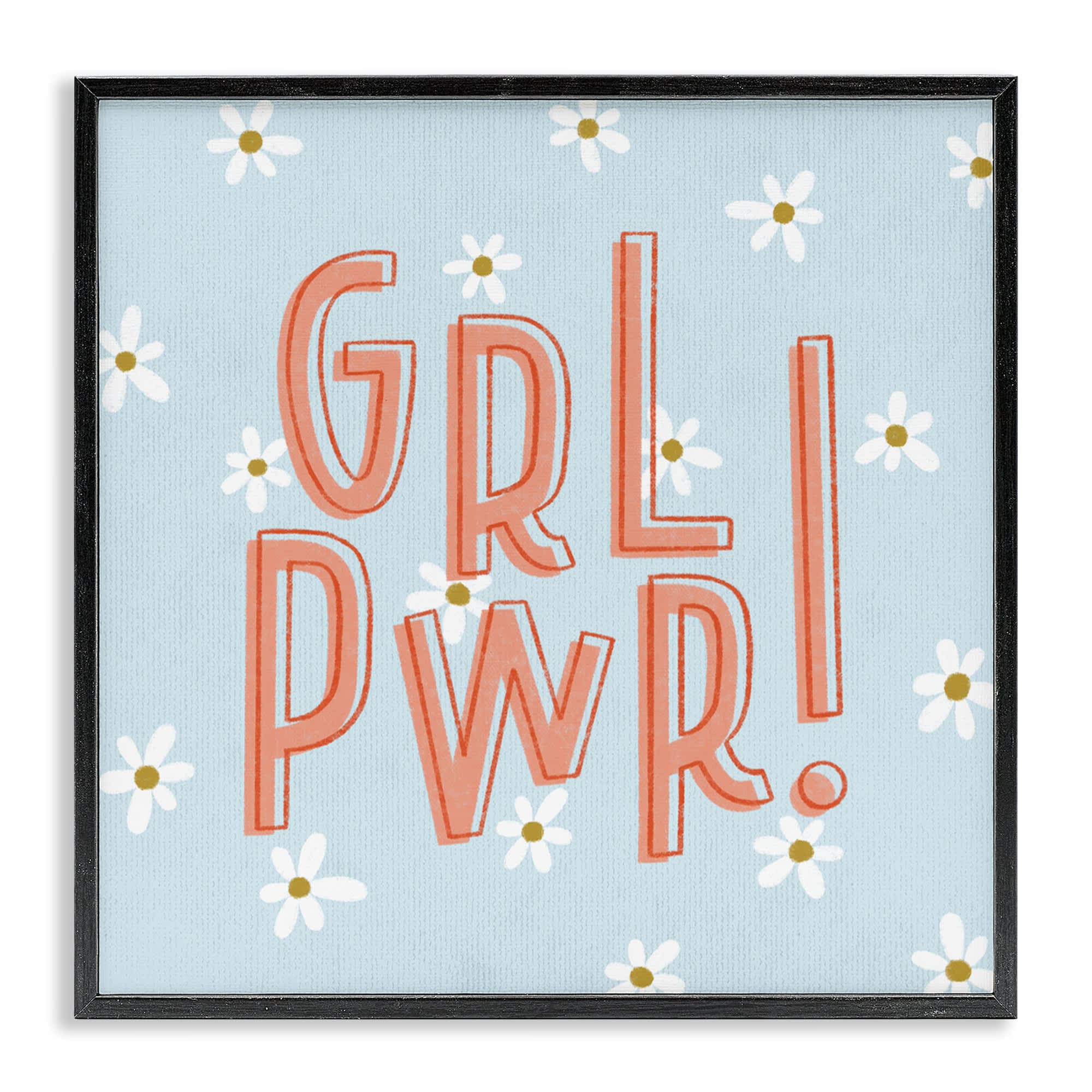 Stupell Industries BT-421-FR-12X12 Girl Power with Daisy Patterns Framed Giclee design by Sarah Hickman