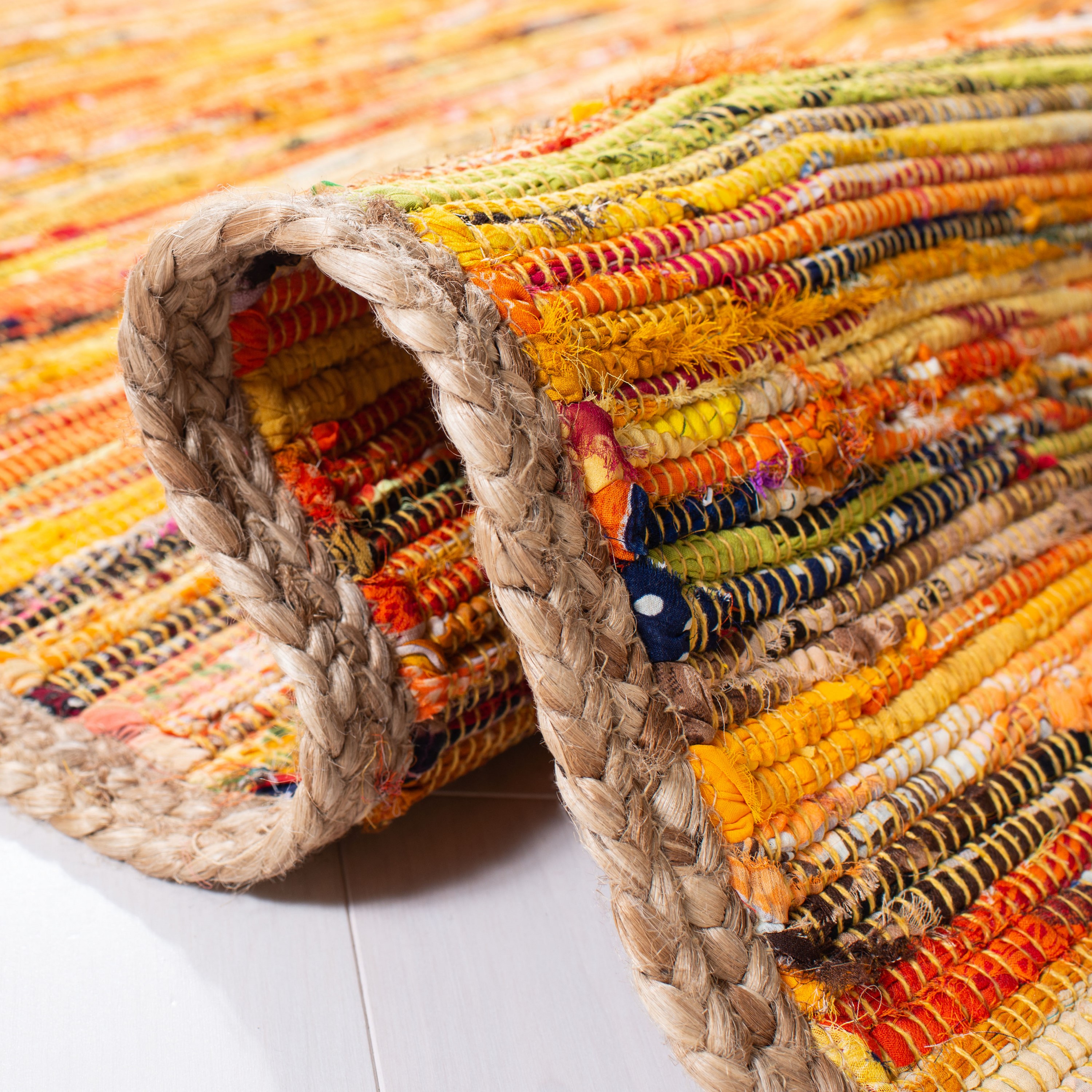 Montauk Gold and Natural Handwoven Cotton Rug 3' x 5'