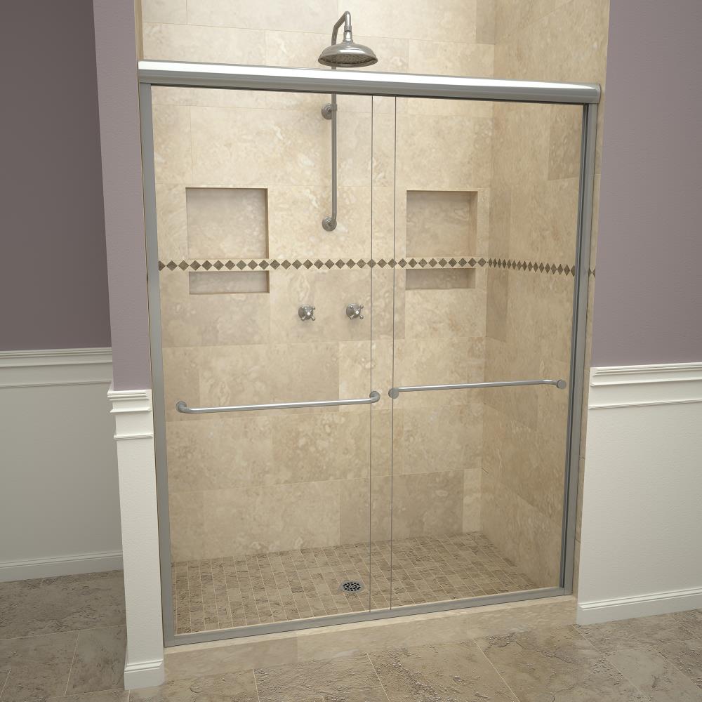 Redi Slide Brushed-nickel 71.25-in Semi-frameless Sliding Shower Door ...