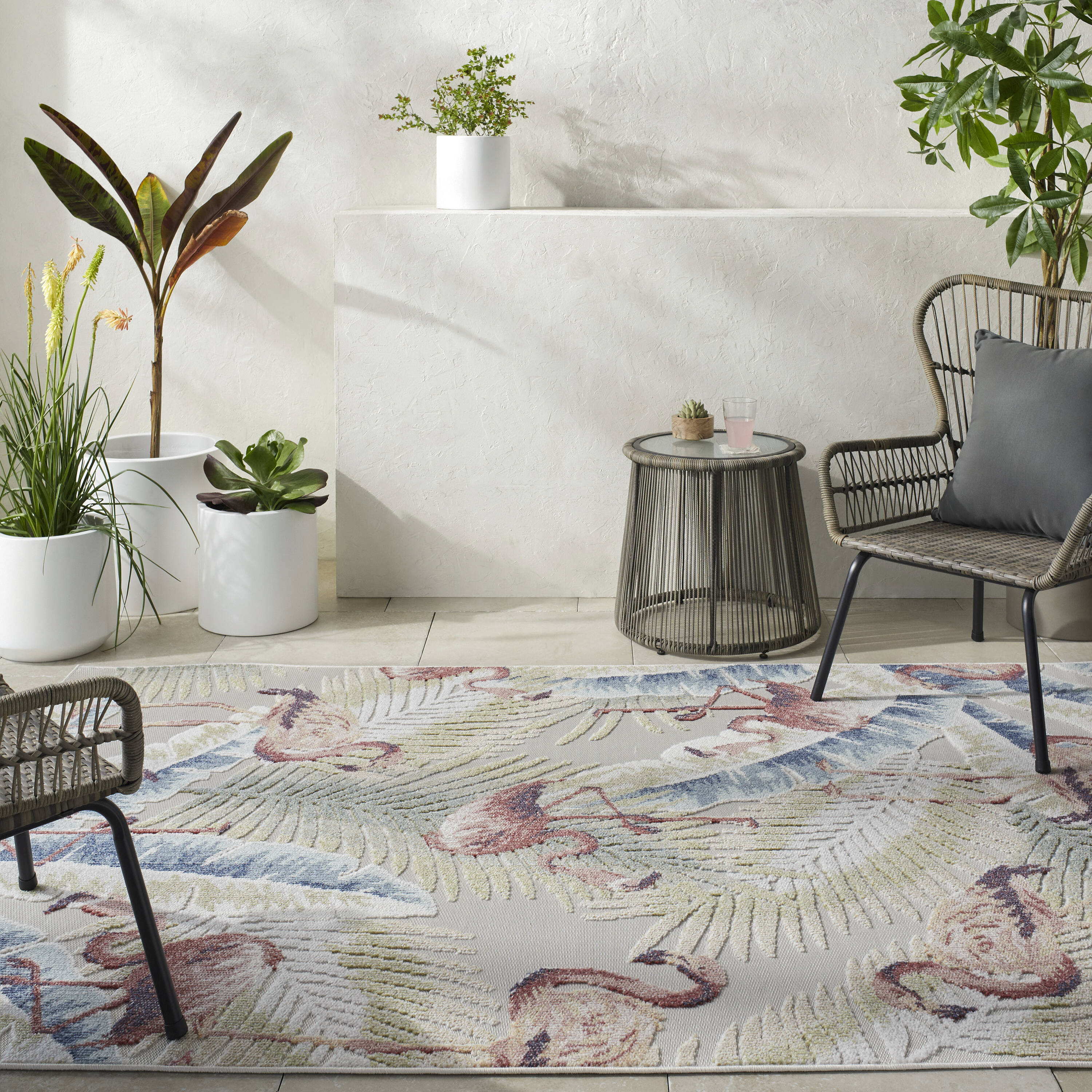 Livabliss LKD2303-71010 Lakeside 7 x 10 (ft) Polypropylene Light Slate, Cream, Olive, Blue, Rust, Dark Brown Rectangular Indoor/Outdoor Coastal Area rug