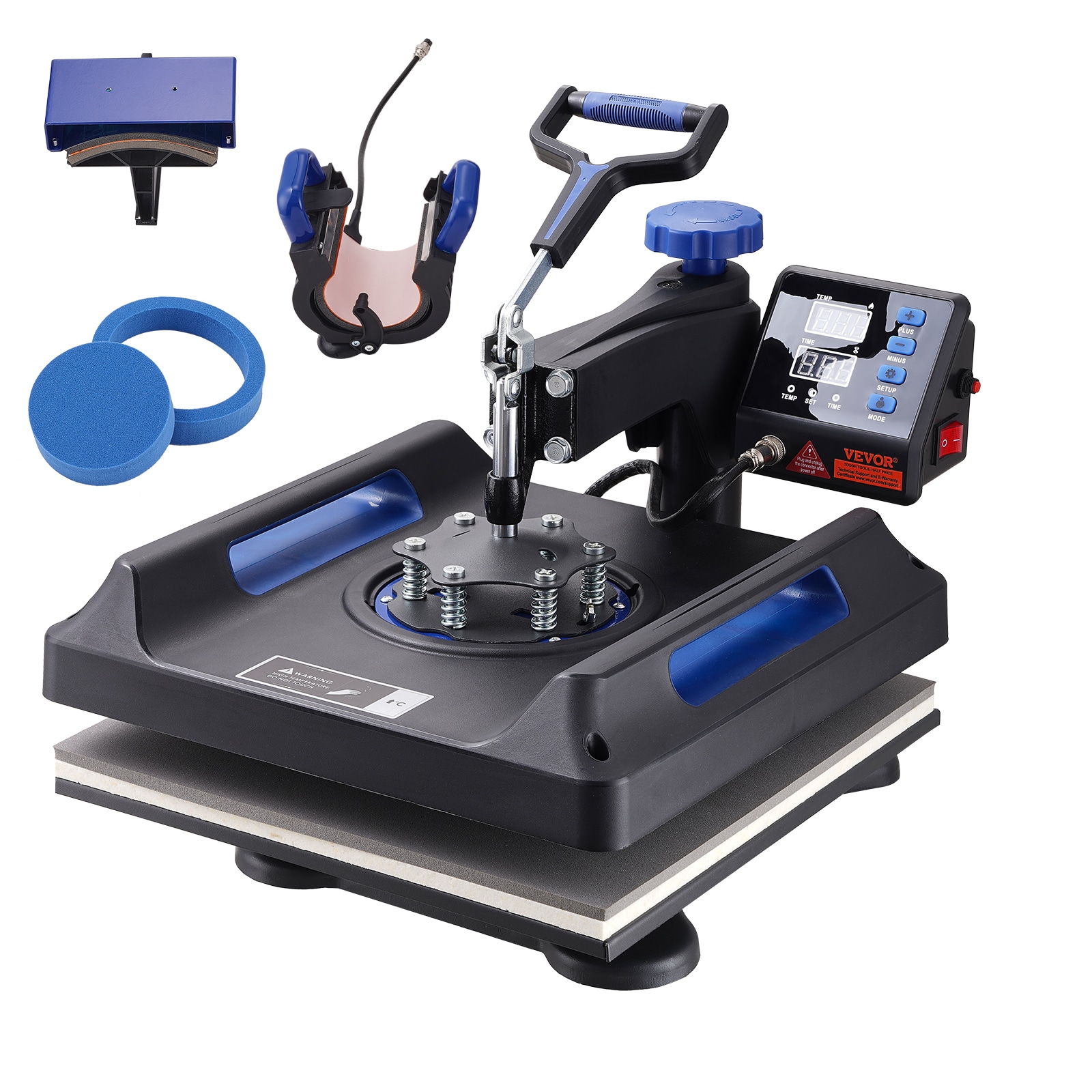 VEVOR BW4412QT1200W2SZRV1 110 V 1100W 15 x 15-IN 5 in 1 Heat Press Aluminum Heat press