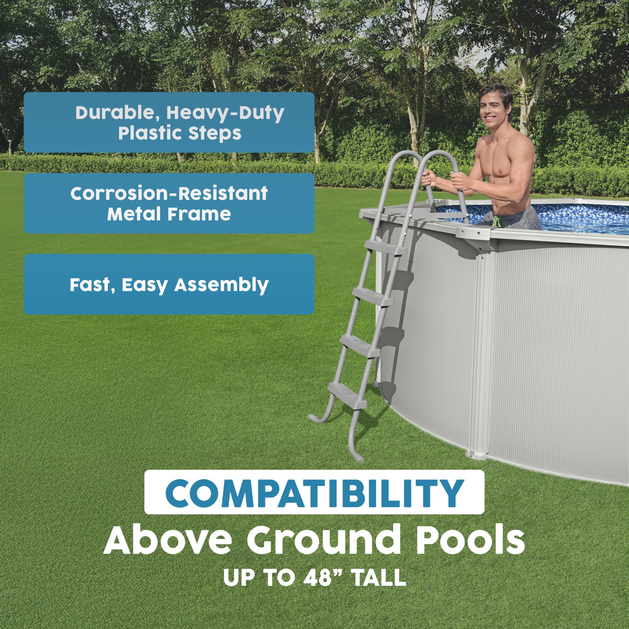Bestway 58336E-BW Above-Ground-Pool-Lad-Steps - View #3