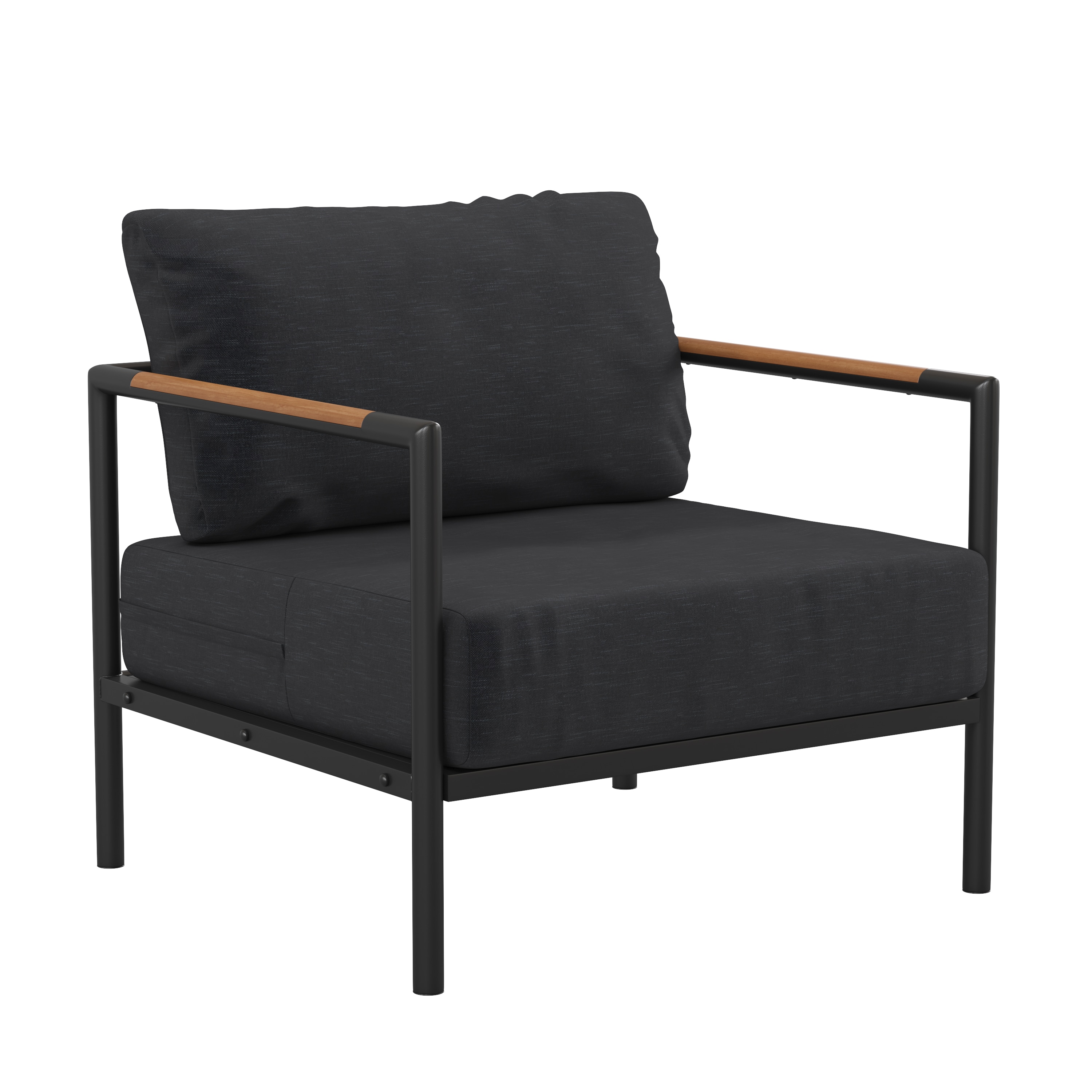 Taylor & Logan 196861089275 Amy Charcoal Steel Frame Stationary Conversation Chair with Gray Cushioned Seat