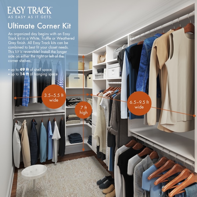 White Wood Closet Kit, Easy Fit Closet Storage