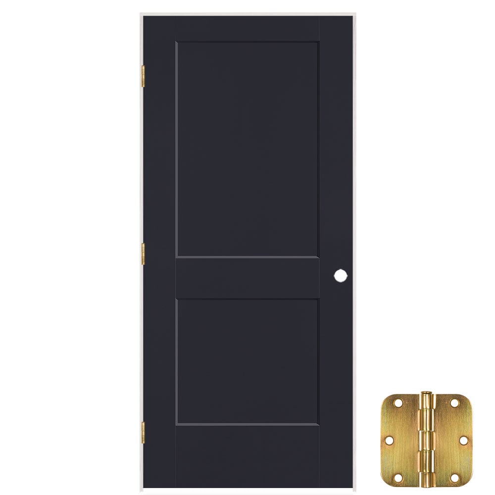 Masonite 641286 24-in x 80-in Midnight Solid core 2-panel Right hand Smooth Prefinished Molded composite Flat Jamb Single Prehung Interior Door