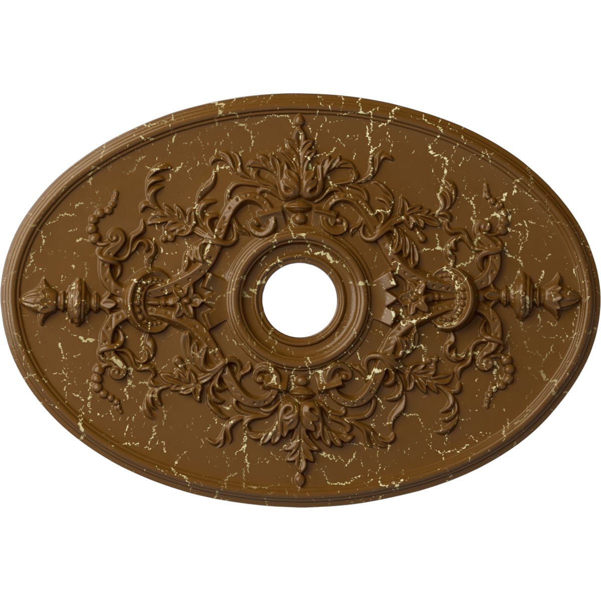 Ekena Millwork CM21X30ALSTC Alexa 21.25-in W x 30.75-in L Painted Smokey Topaz Crackle Polyurethane Whole Ceiling Medallion