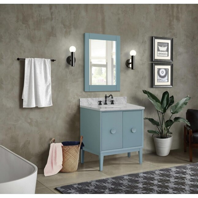 Bellaterra Home LV0400-AB Single Vanity- Cab only 30-in Aqua Blue Bellaterra Home LV0400-AB Single Vanity- Cab only 30-in Aqua Blue
