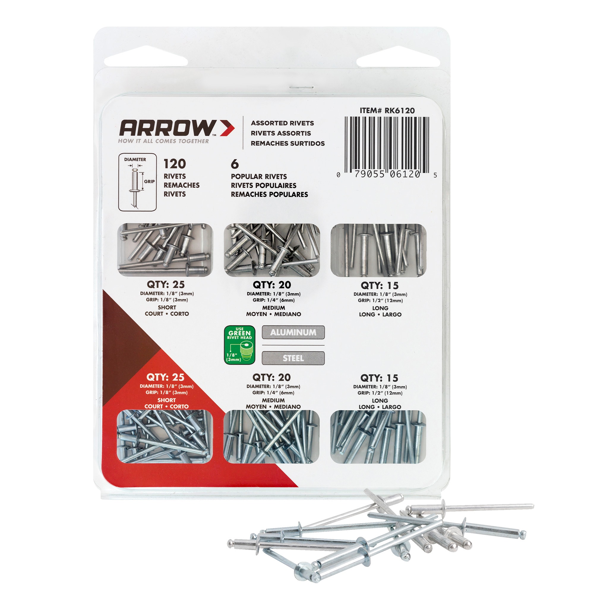 Arrow 120-Pack 1/8-in Gray Aluminum Rivet in the Rivets department at ...
