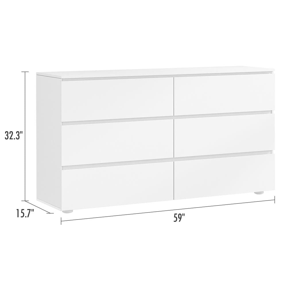 FUFU&GAGA 6-Drawer Storage Chest 59-in W x 32.3-in H Wood Composite ...