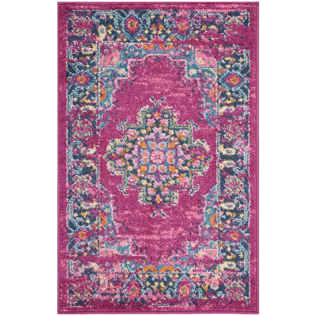 HomeRoots 4000385259 2 x 3 (ft) Loomed Polypropylene Fuchsia Rectangular Indoor Area rug