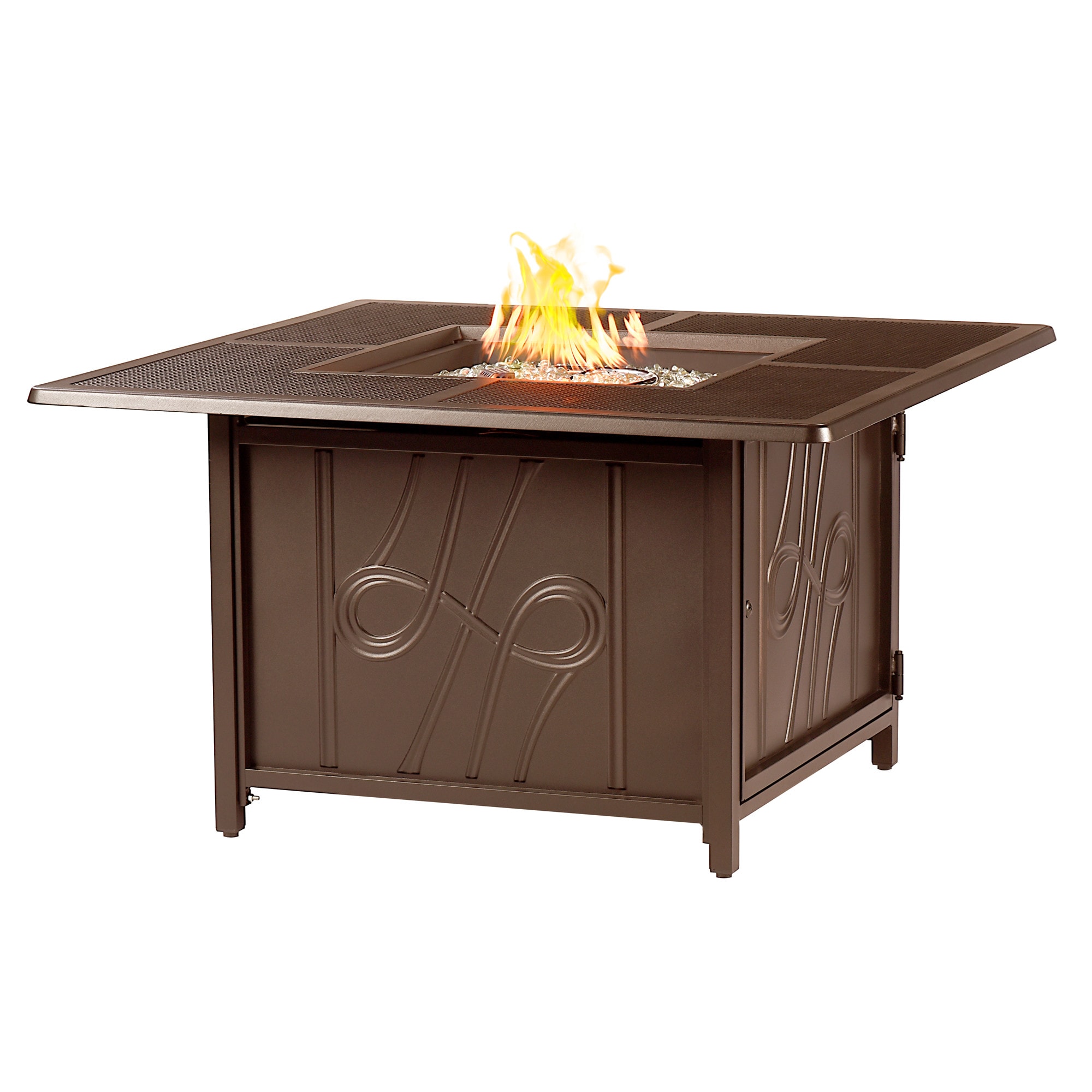 Oakland Living REGIS-FPT-BN 42-in W Brown Portable Aluminum Square Liquid propane Fire pit table