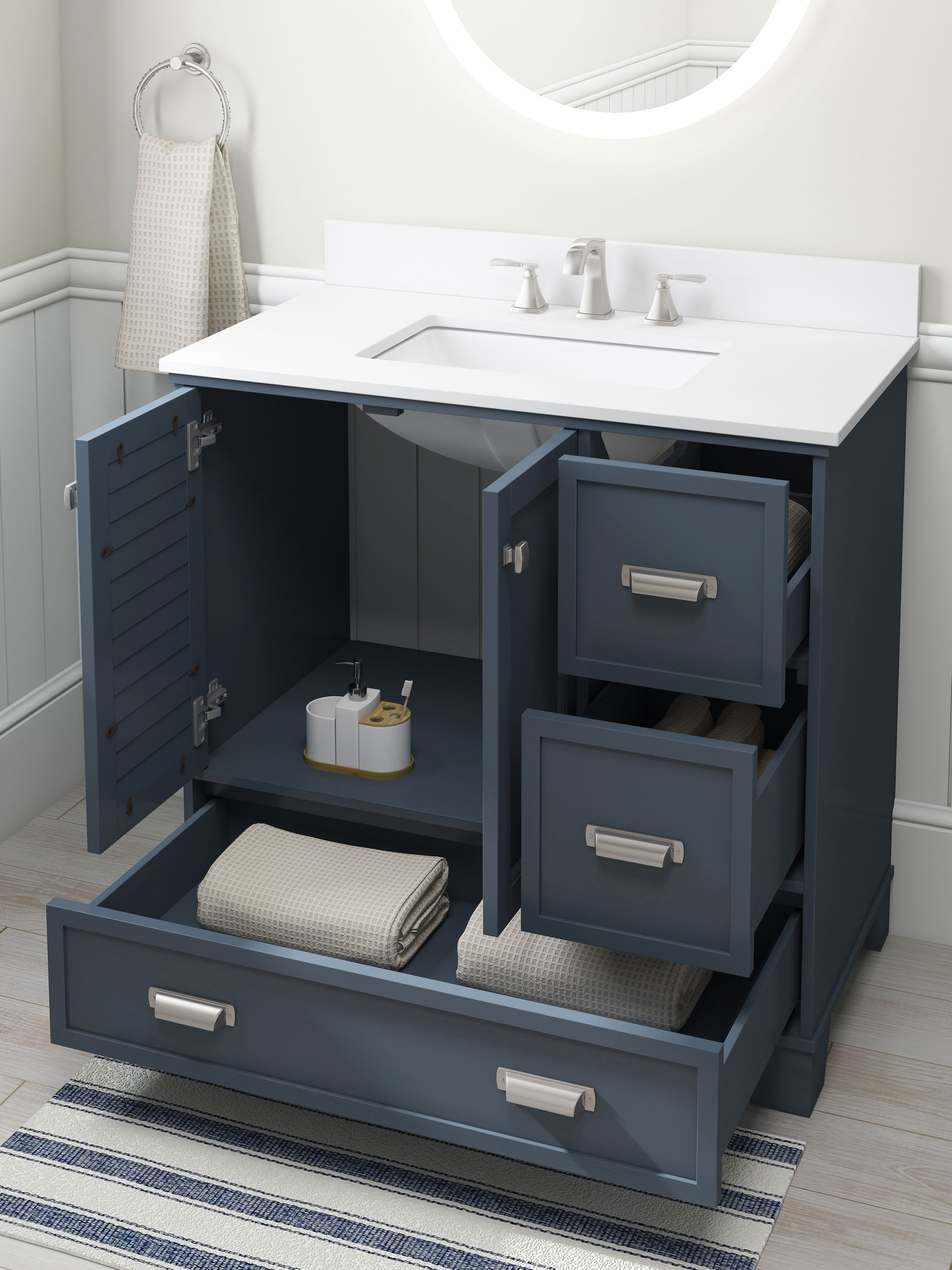 allen + roth Leeland 36-in Harbor Blue Undermount Single Sink Bathroom ...