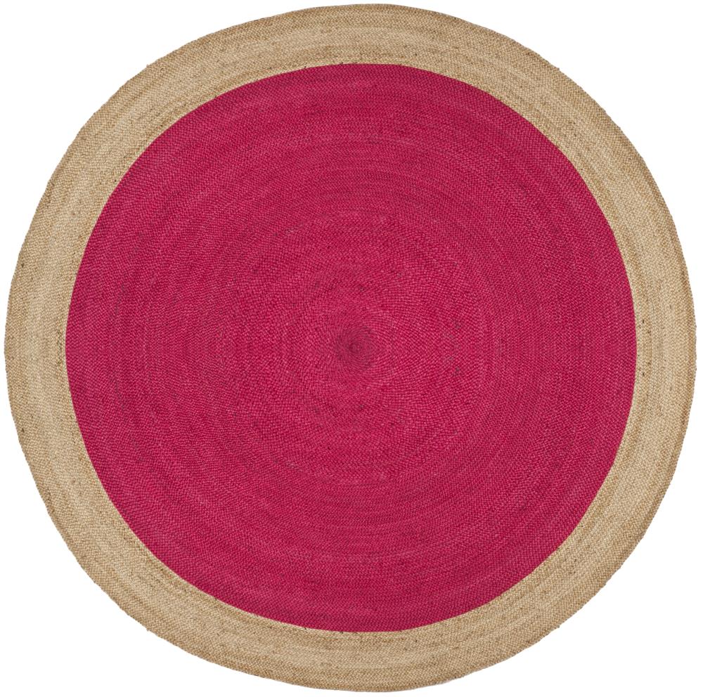 Safavieh NF801C-8R Natural Fiber Cira 8 x 8 (ft) Jute Fuchsia/Natural Round Indoor Border Coastal Area rug