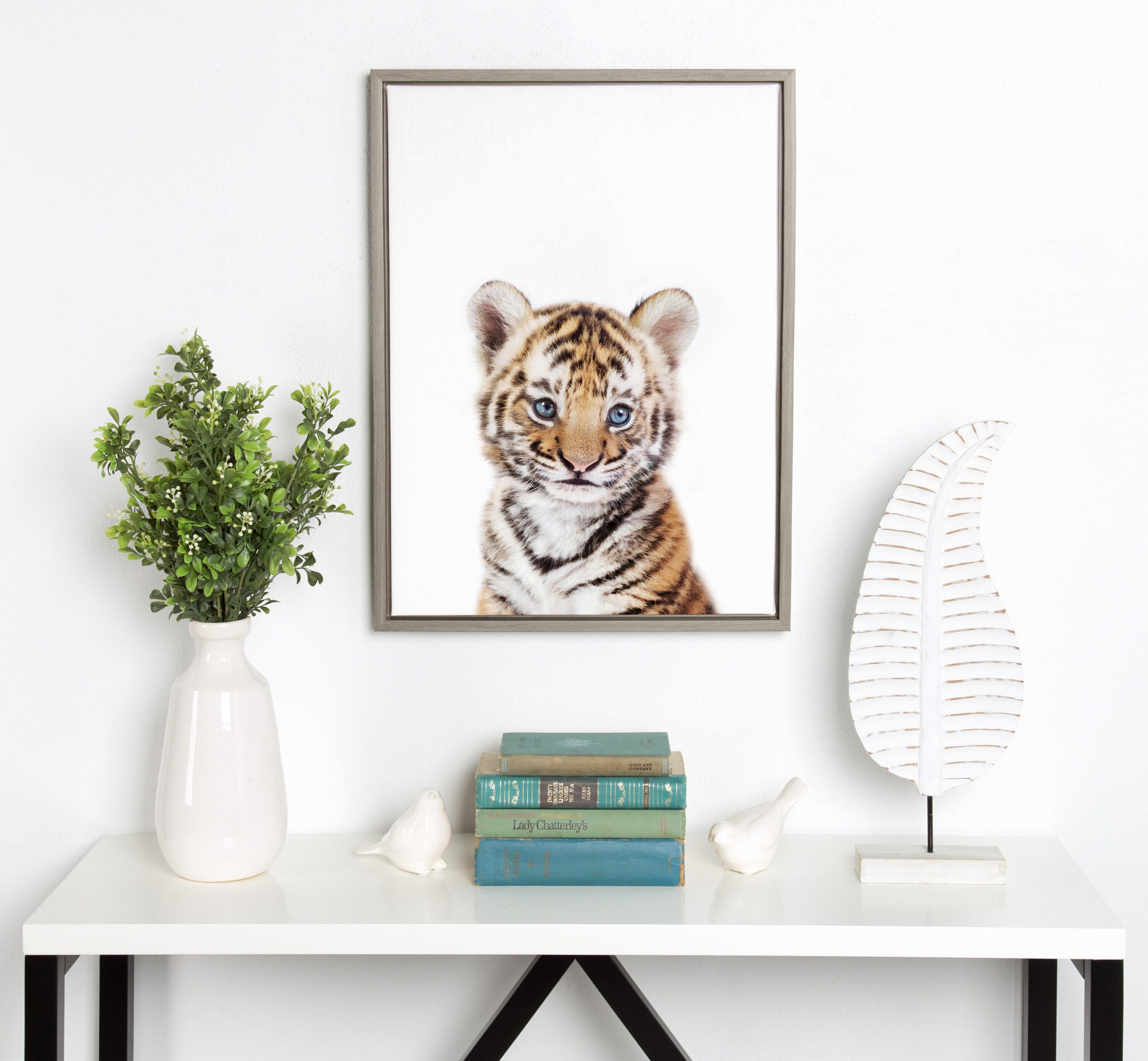 Kate and Laurel Baby Tiger Portrait Amy Peterson Gray Framed 24-in H x  18-in W Animals Print on Canvas in the Wall Art department at