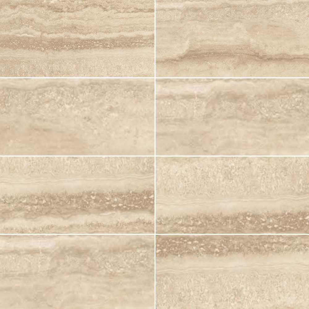 Porto Travertine 12-in x 24-in Polished Porcelain Marble Look Floor and Wall Tile (13.56-sq. ft/ Carton) | - The Tile Life TFLOR1224GT