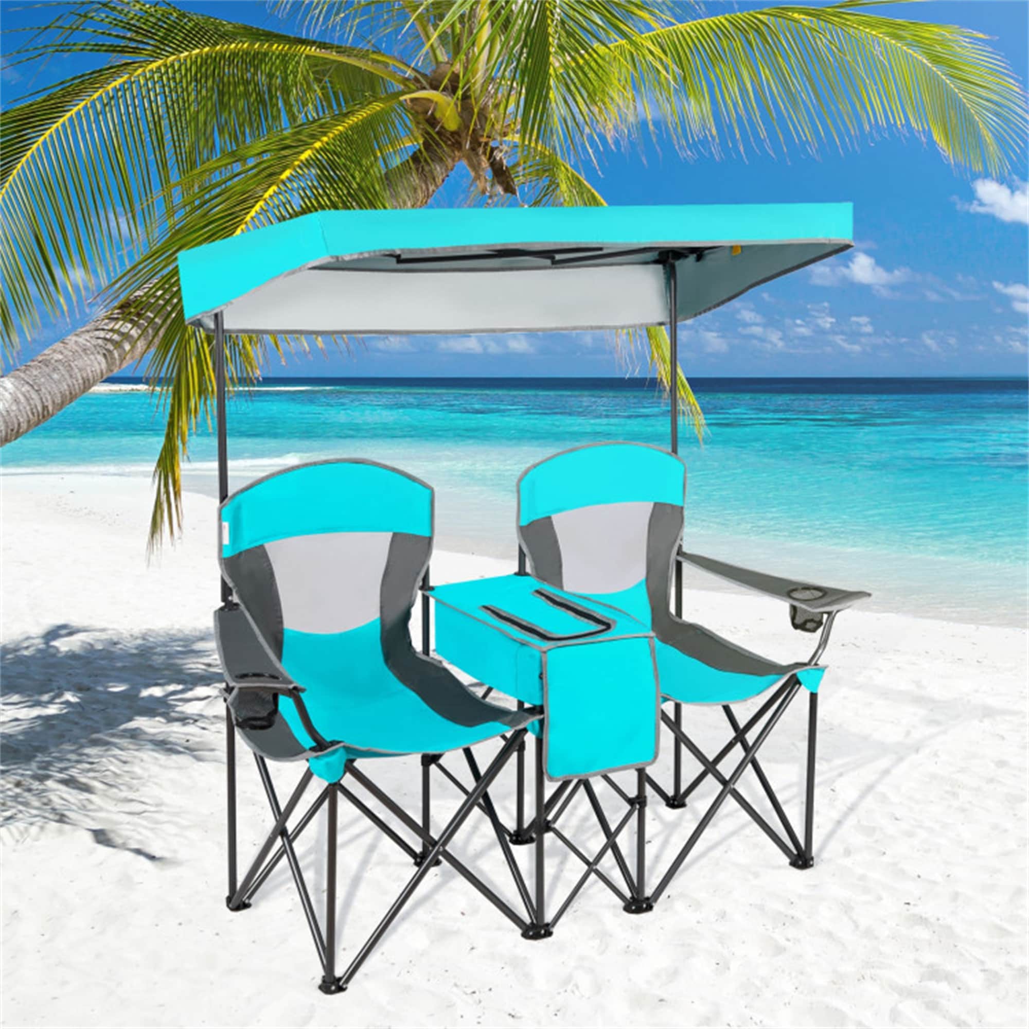 BABOOM BOM-70569NY-CO Polyester turquoise Folding Camping chair Adjustable and Carrying Strap/Handle Included