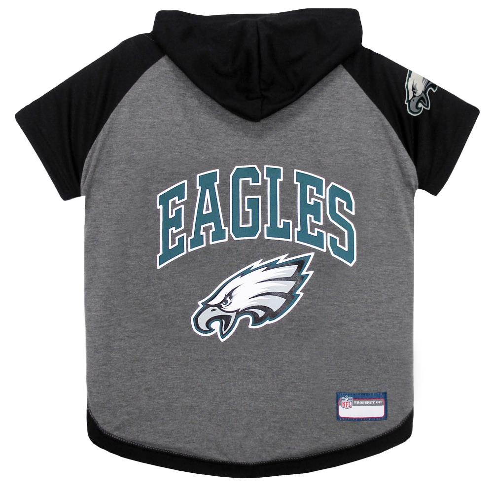 Pets First Philadelphia Eagles Hoodie Tee Shirt XS | Unisex | 100% Cotton | Gray | NFL Pet Clothing | Officially Licensed | Machine Washable -  PHL-4044-XS