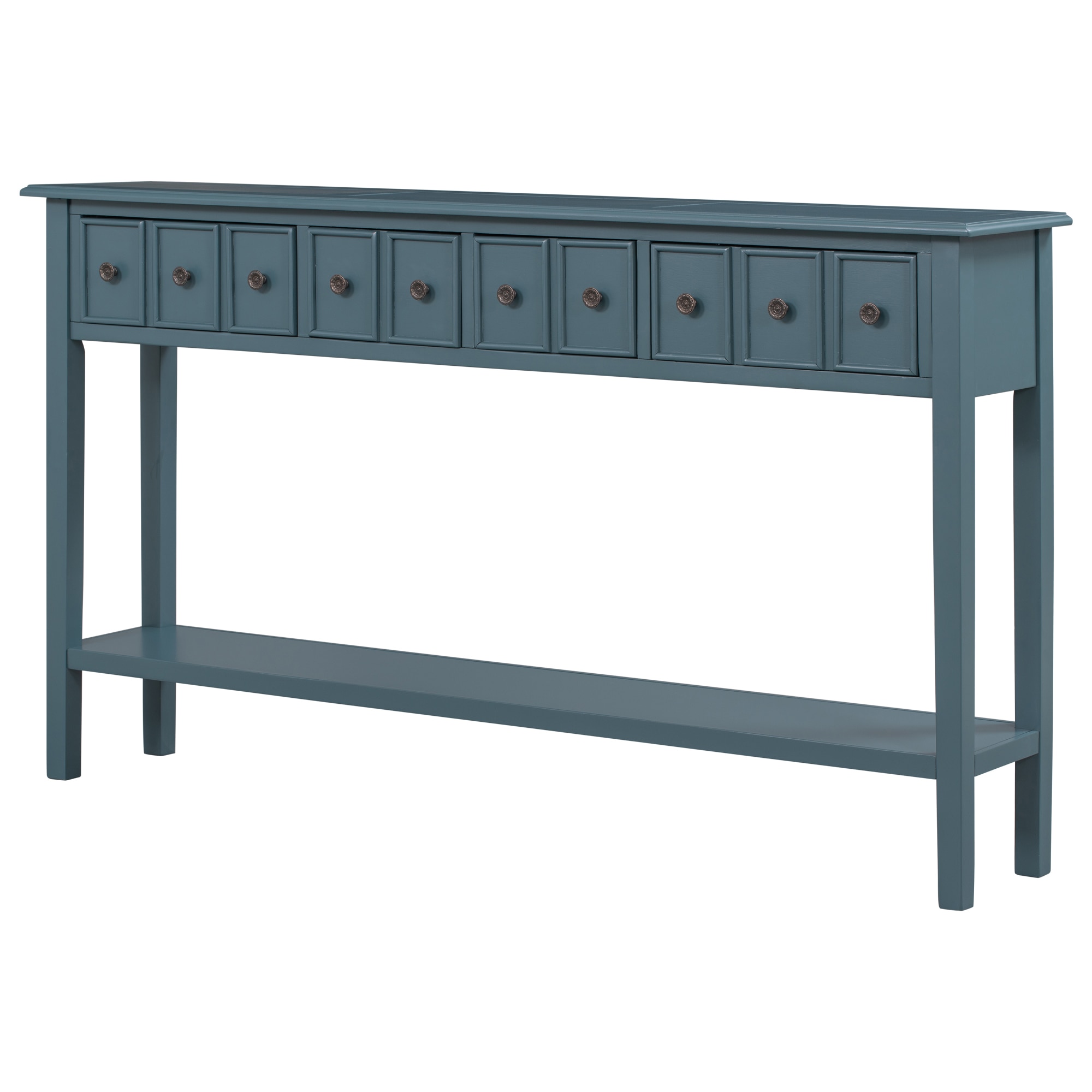 AHIOU HOME Contemporary Navy Console Table with 2 Drawers - Solid Wood ...